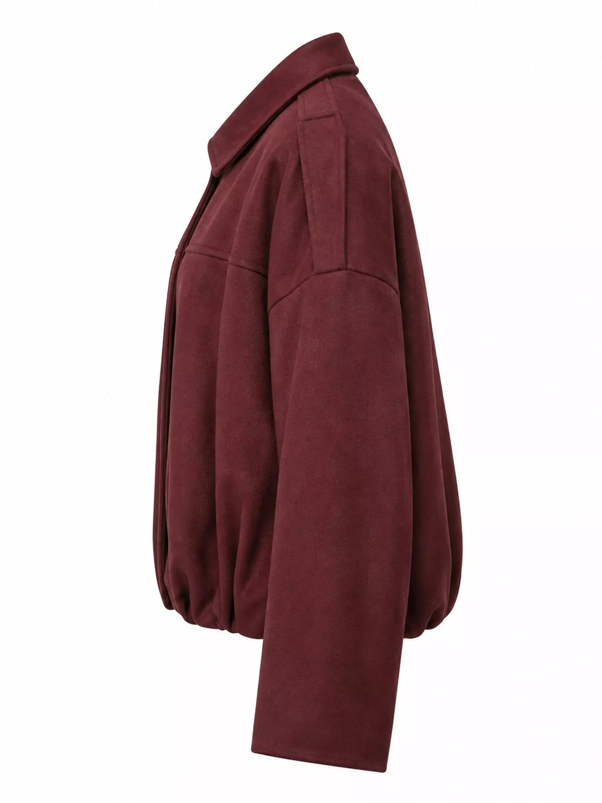 Cropped zip jacket, burgundy side