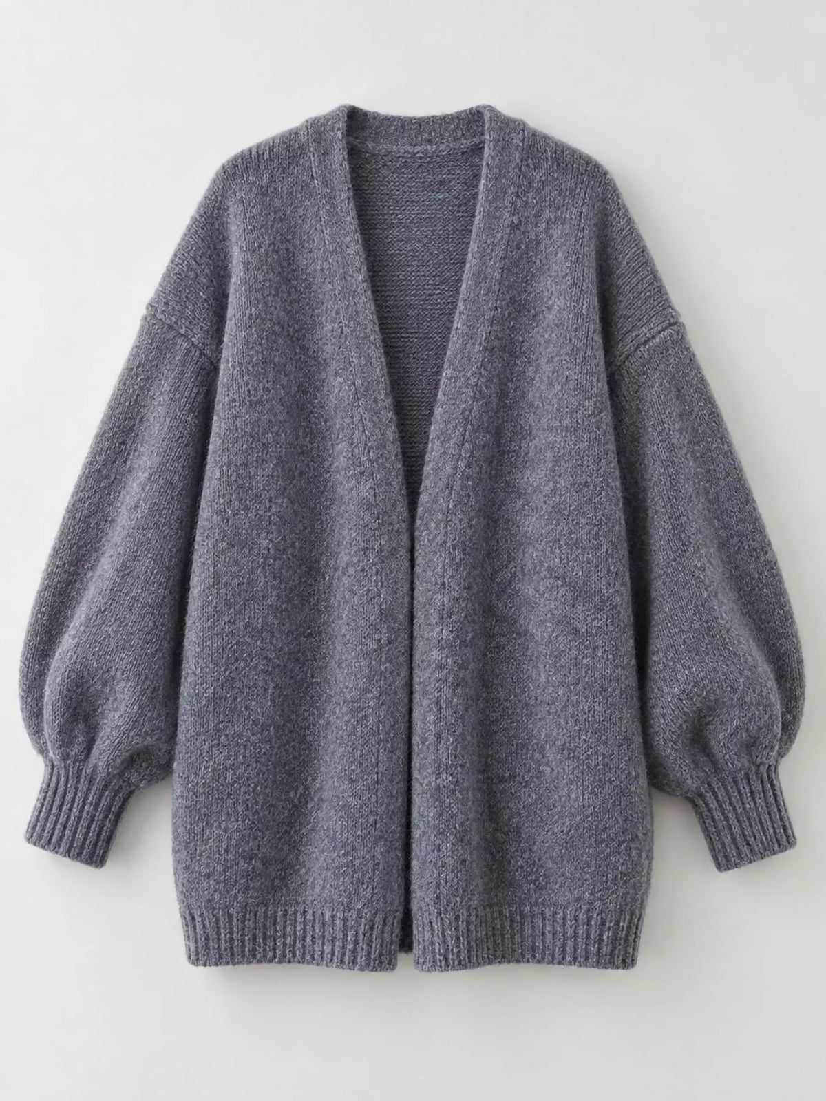 Open Front Dropped Shoulder Cardigan in gray