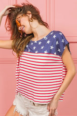 Trendsi BiBi Star Rpinted with Stripe Combo Top - Shirts