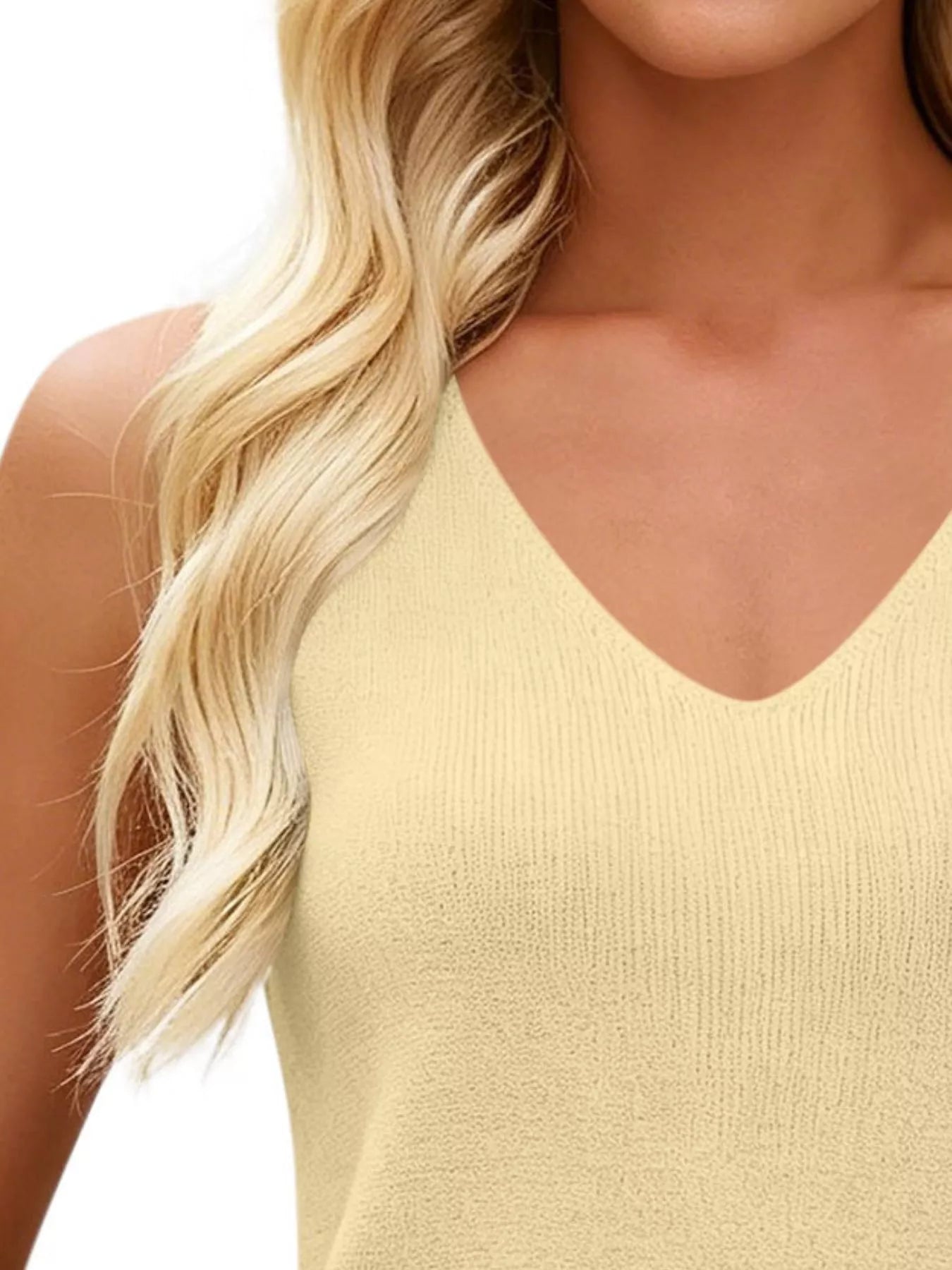 Trendsi V-Neck Ribbed Knit Tank Top -