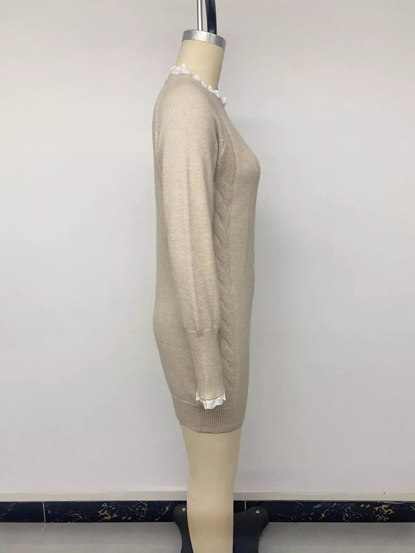 Trendsi Cable Knit Raglan Sleeve Sweater Dress -