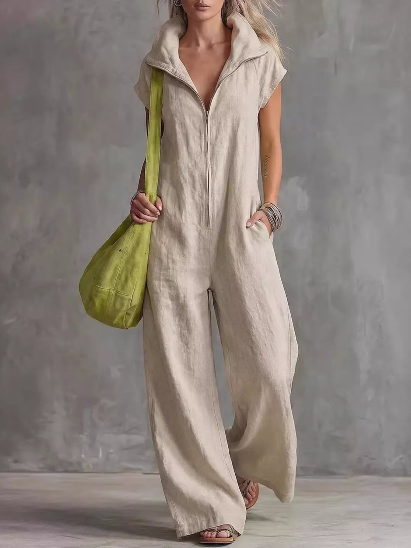 Trendsi Full Size Zip Front Sleeveless Jumpsuit Plus Size -