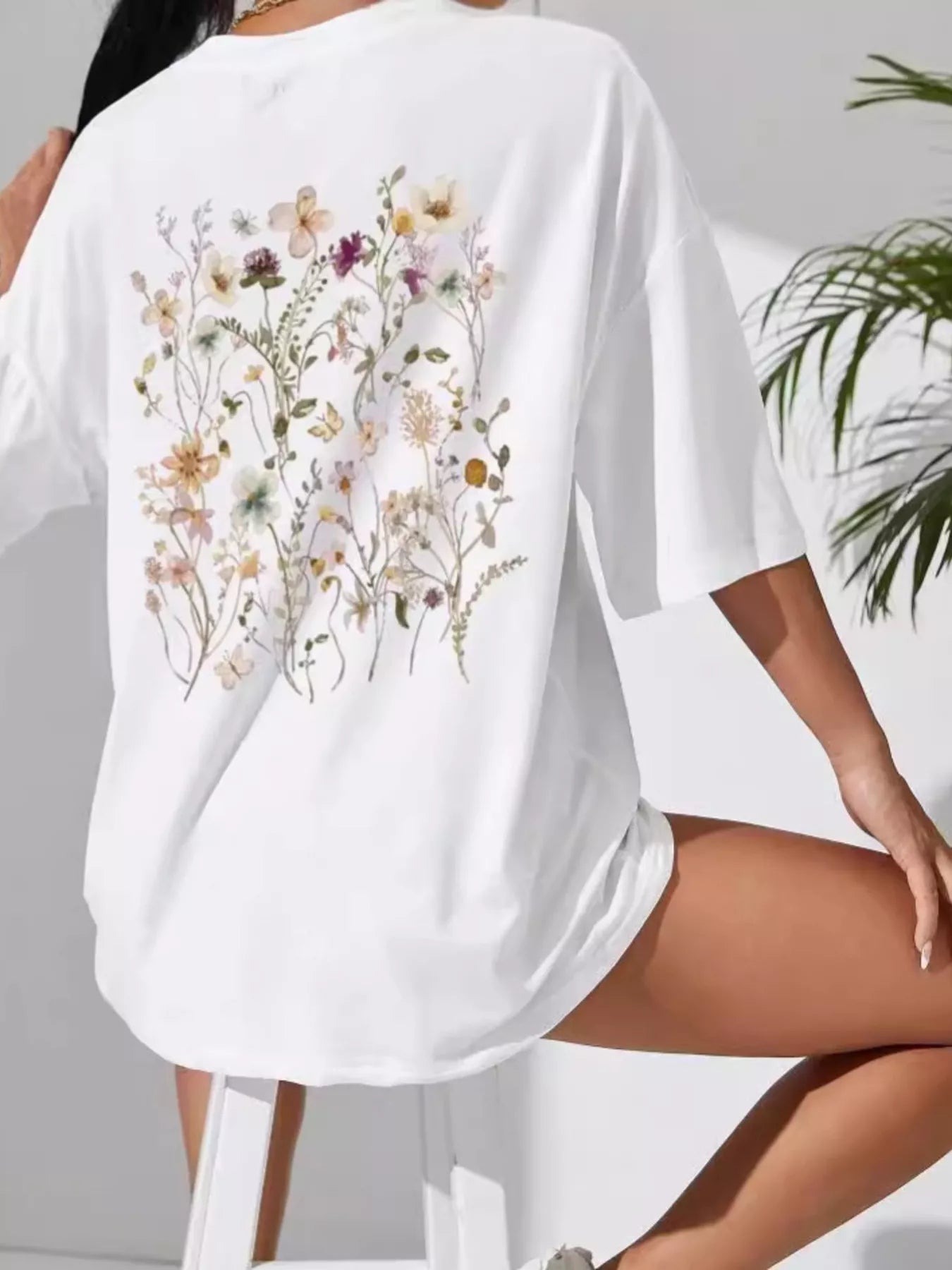 Trendsi Full Size Floral Short Sleeve Casual T-Shirt Plus Size -