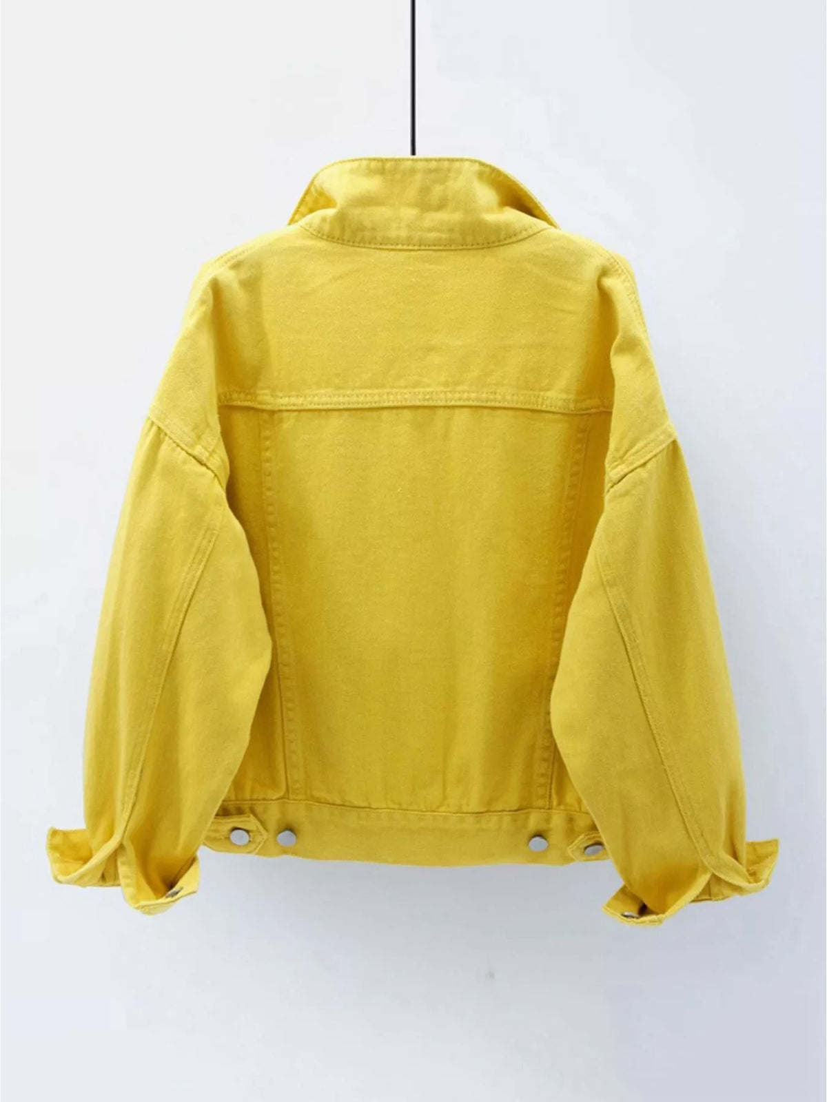 Button-Down Classic Cropped Denim Jacket — garment back