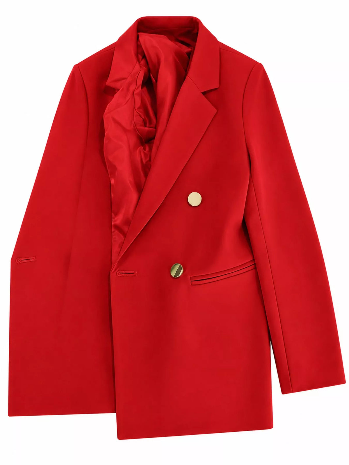 Red double-breasted lapel collar blazer
