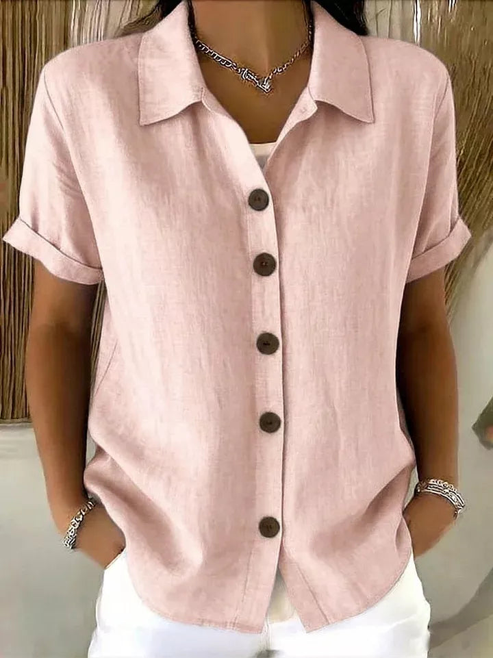 Trendsi Full Size Button-Down Short Sleeve Shirt Plus Size -