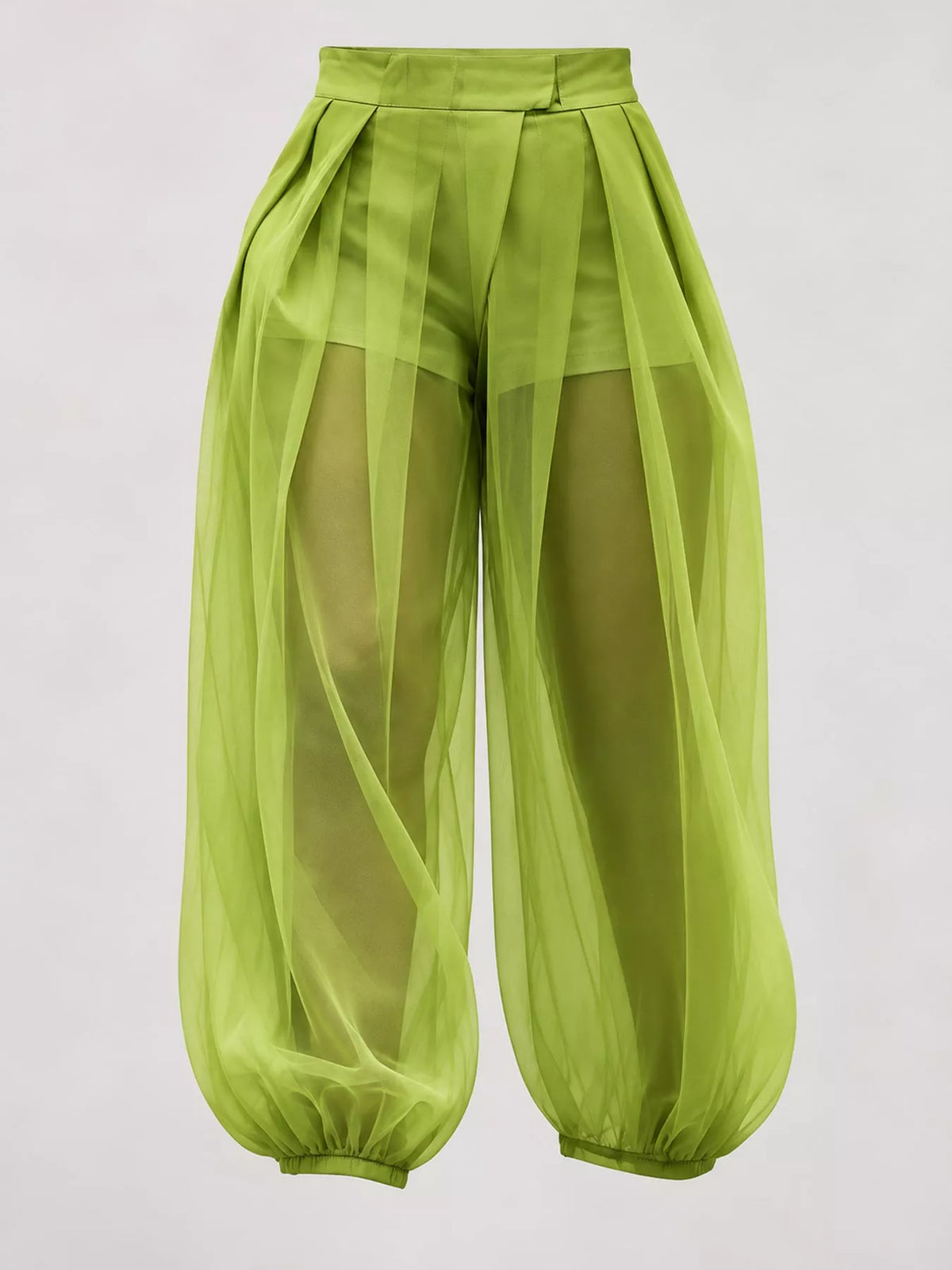 High-Waisted Sheer Tulle Balloon Pants — garment front