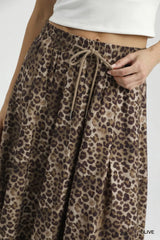 Trendsi Umgee Drawstring Leopard Midi Skirt -