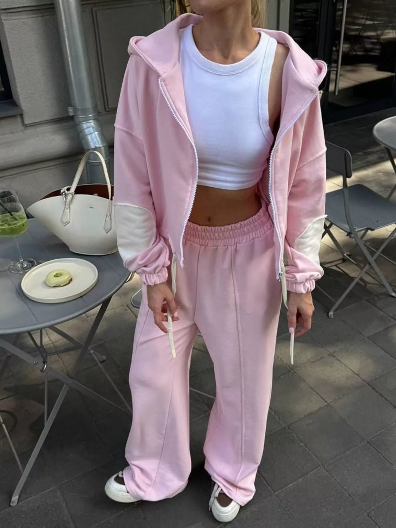 Trendsi Zip Up Hoodie and Wide-Leg Pants Set -
