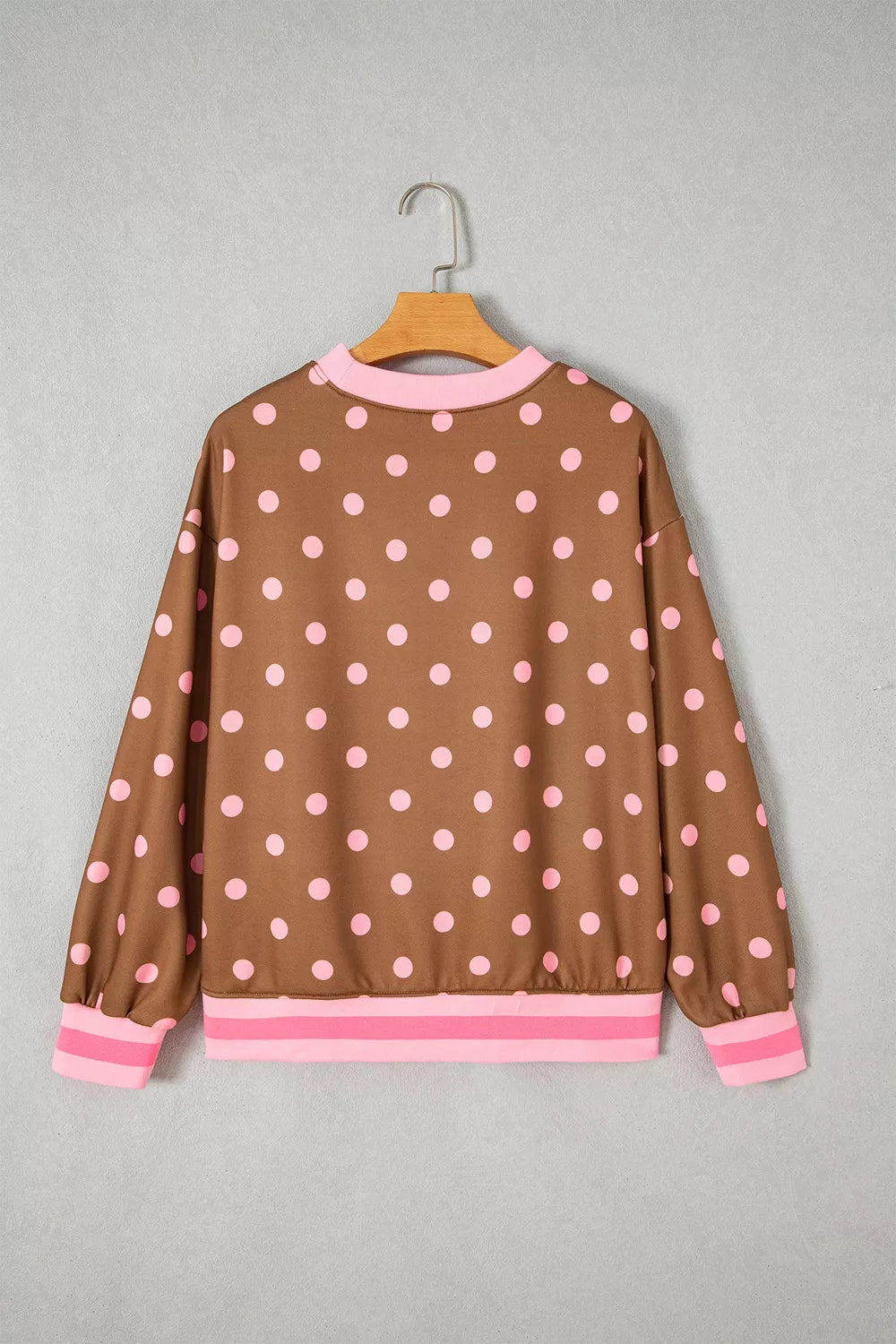 Polka Dot Colorblock Round Neck Pullover Sweatshirt — garment back