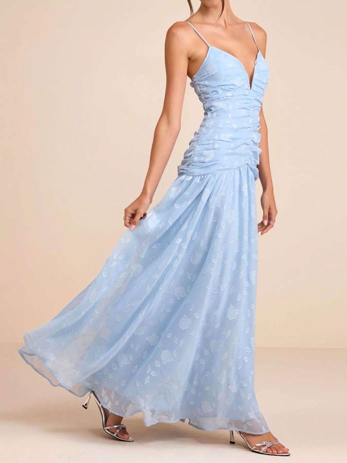 Trendsi Ruched Spaghetti Strap Maxi Dress -