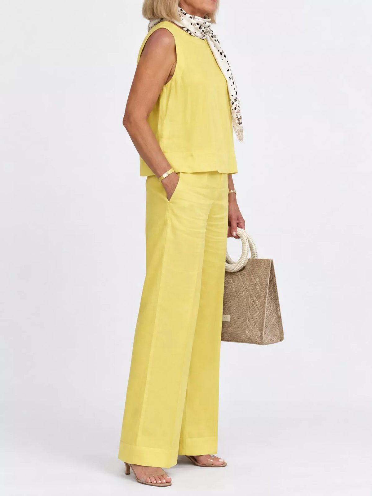Sleeveless Top and Wide-Leg Pants Set — side view