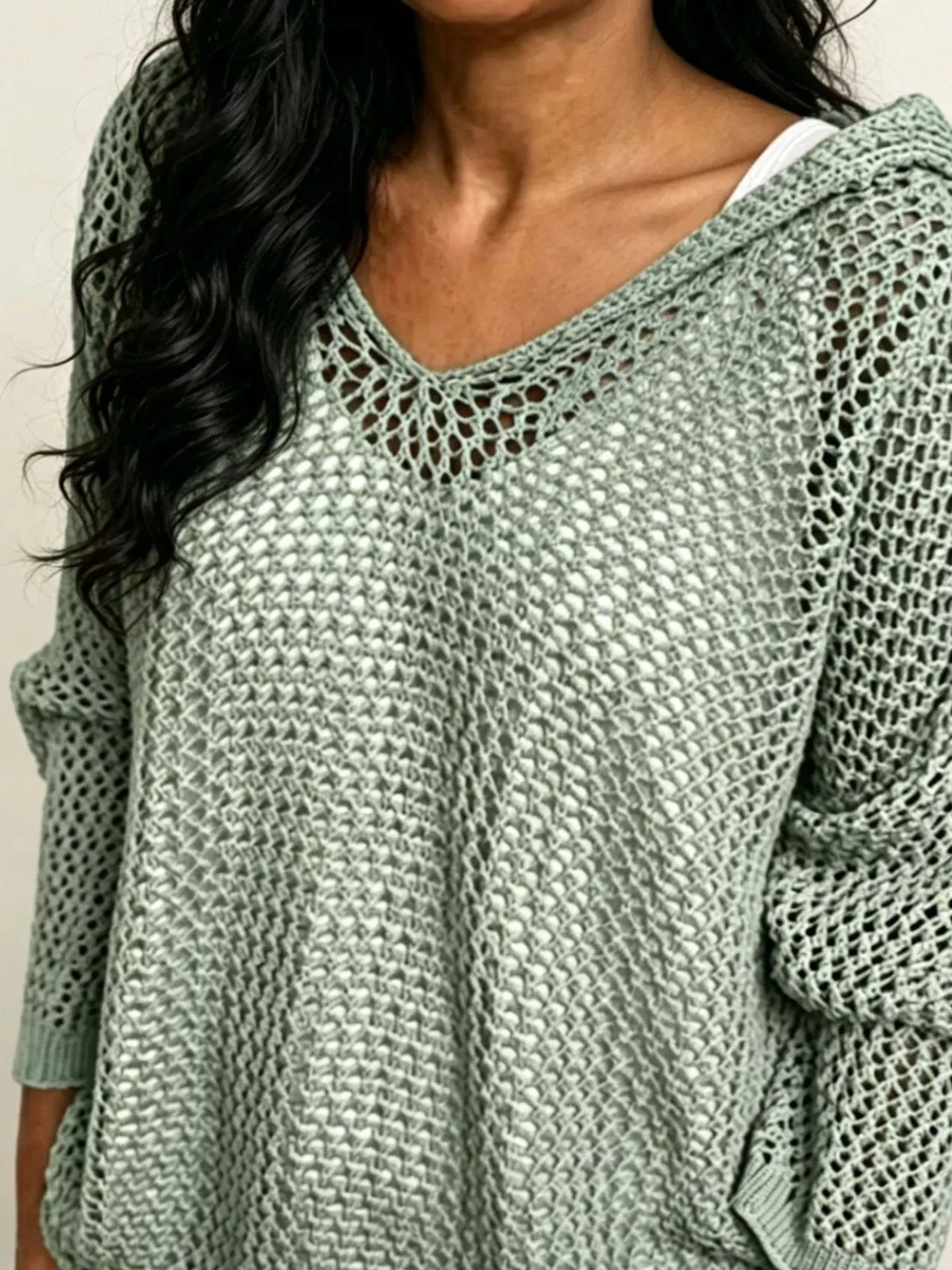 Trendsi Loose Knit Hooded Cover Up -