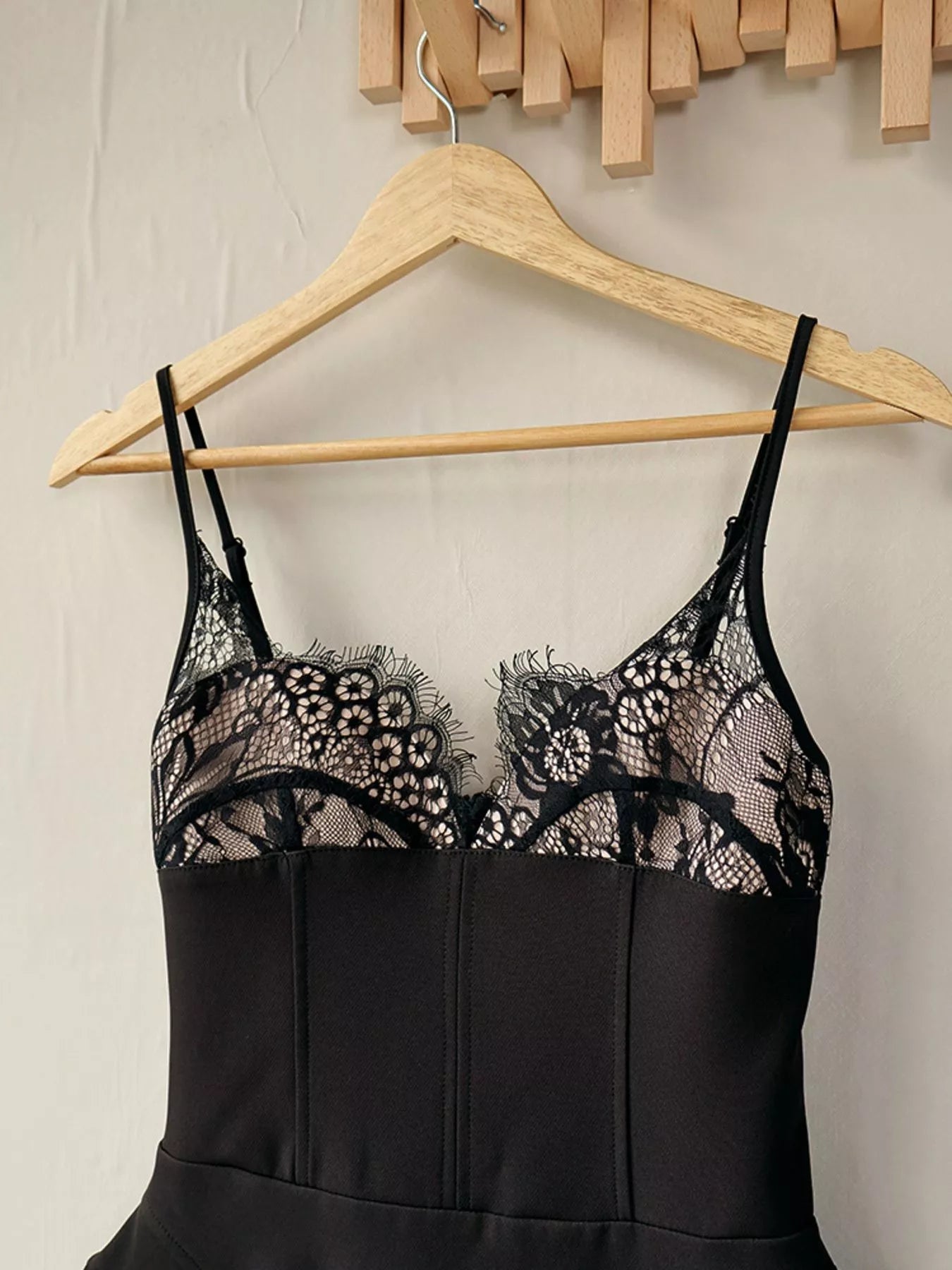 Trendsi Lace Corset Mini Dress Set with Sheer Overlay -
