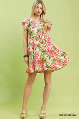 Trendsi Umgee Floral Print Mini Dress - Dresses