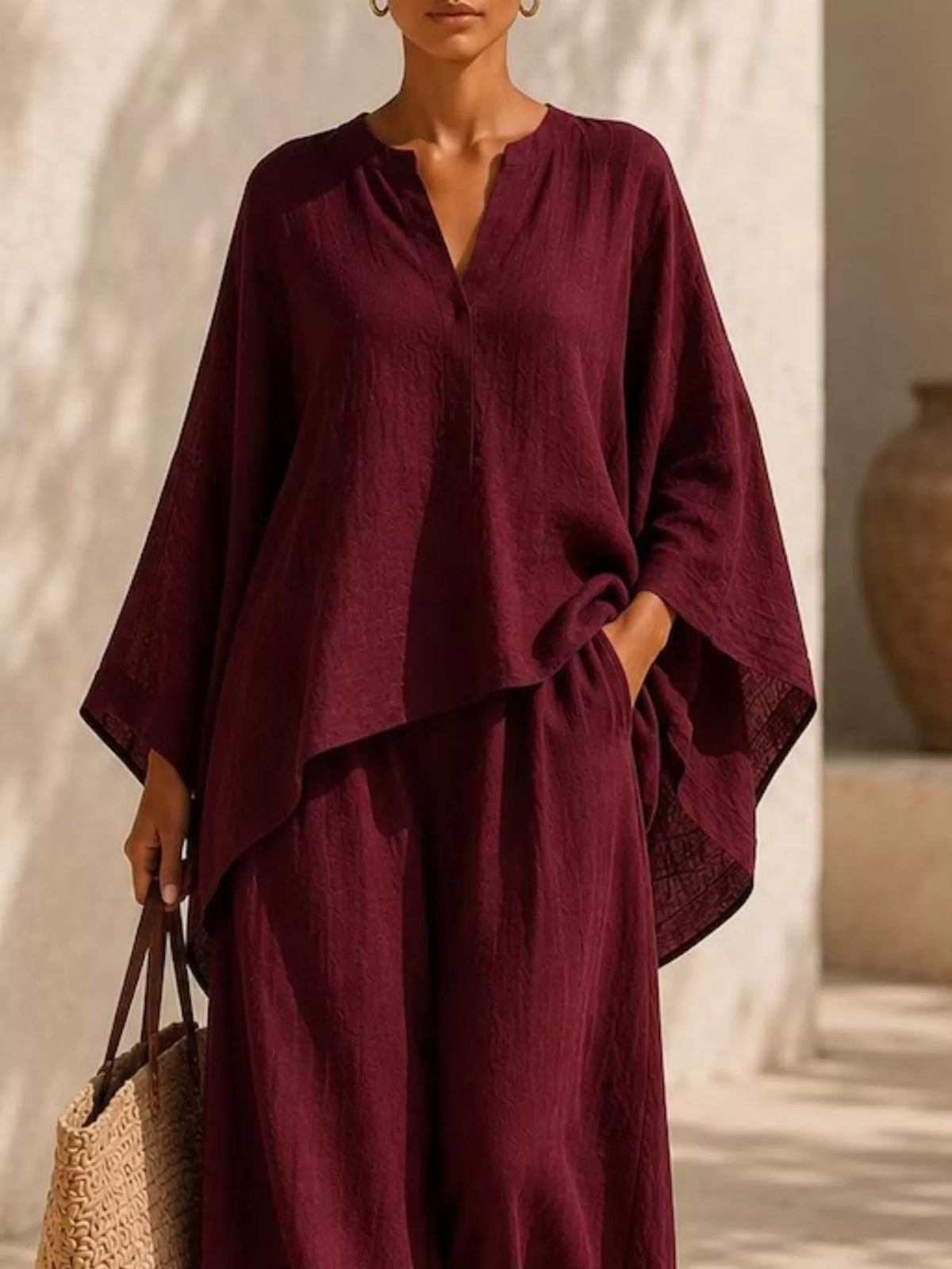 Trendsi Full Size Loose Fit Top and Wide-Leg Pants Set Plus Size -