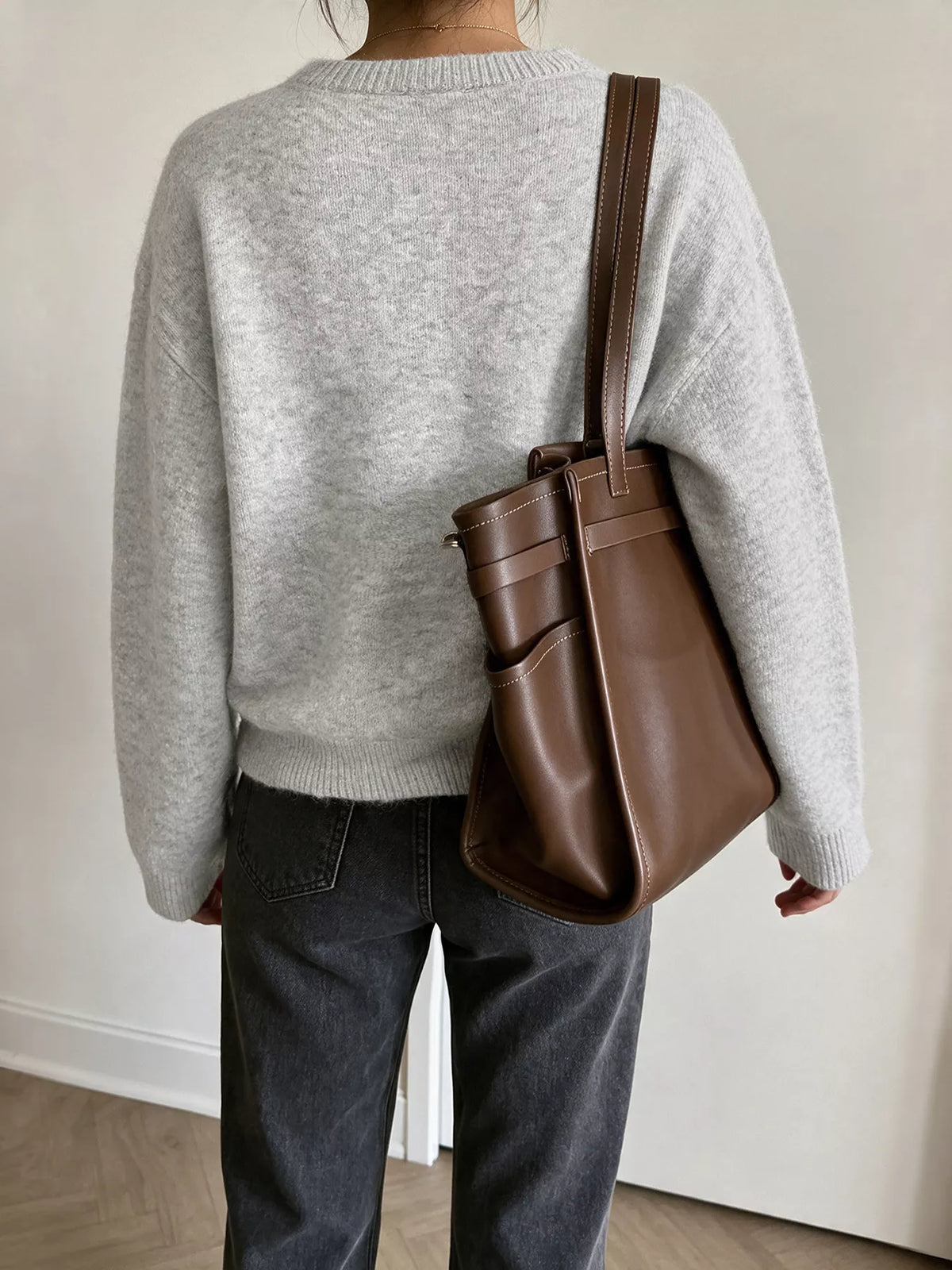 Trendsi Crew Neck Button-Down Cardigan -