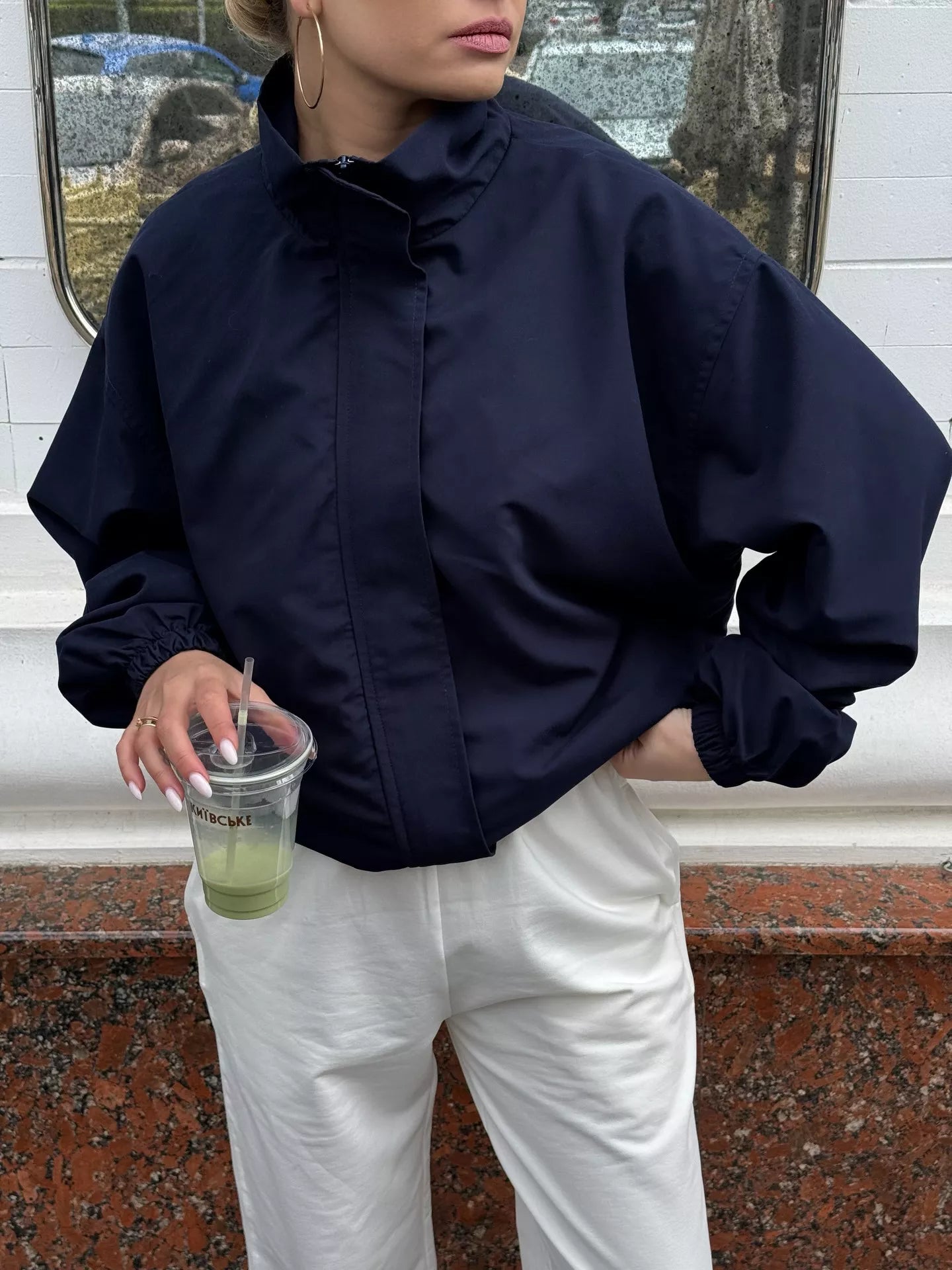 Trendsi Zip Up Dropped Shoulder Jacket -