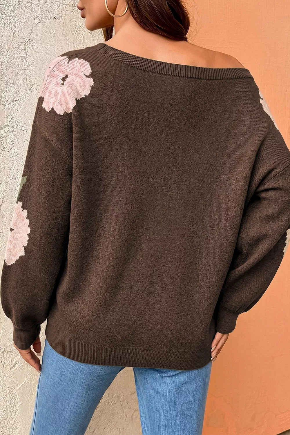Trendsi Floral Print Drop Shoulder Relaxed Sweater -
