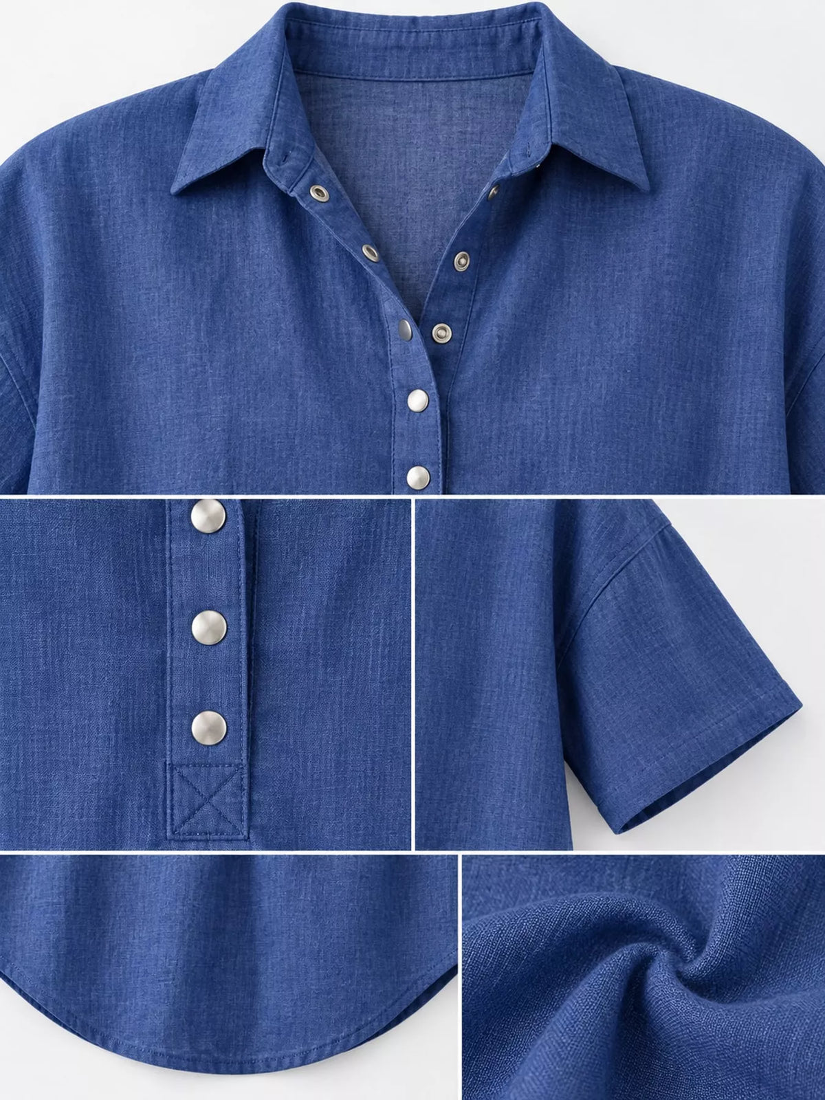 Snap Down Shirt in blue, construction detail