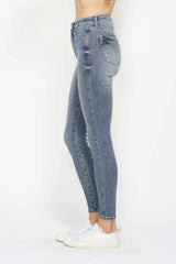 Trendsi Judy Blue Full Size Tummy Control Contrast Wash Skinny Jeans -