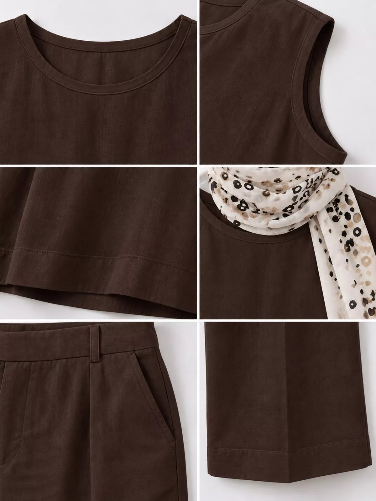 Sleeveless Top and Wide-Leg Pants Set — construction details
