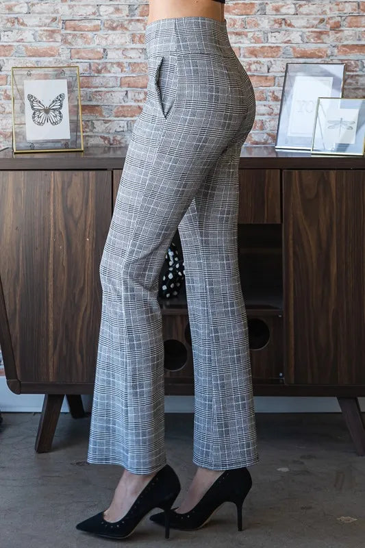 Trendsi Heimish Full Size Plaid Flare Pants with Wide Waist Band Plus Size -