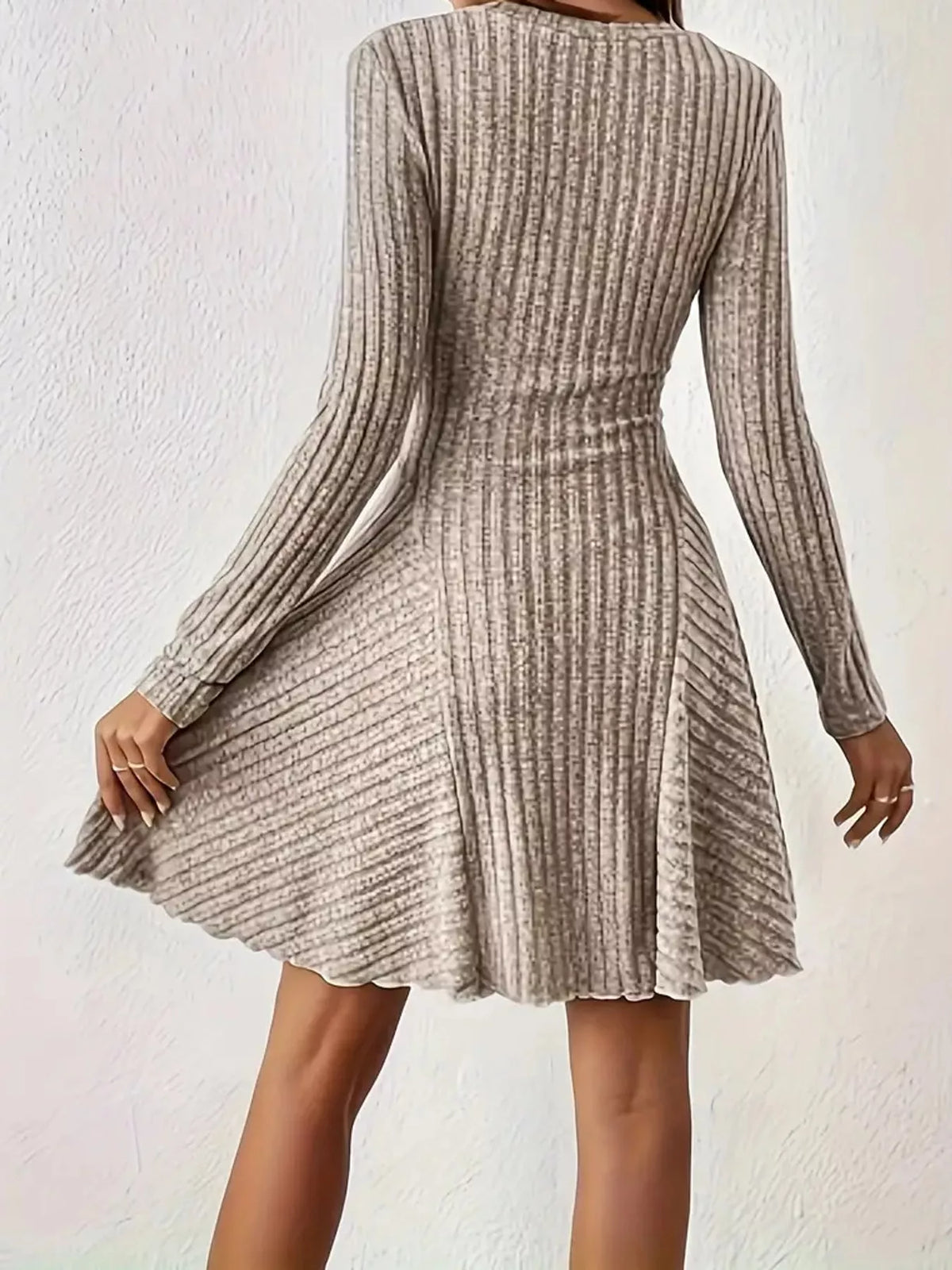 Ribbed mini dress, beige back