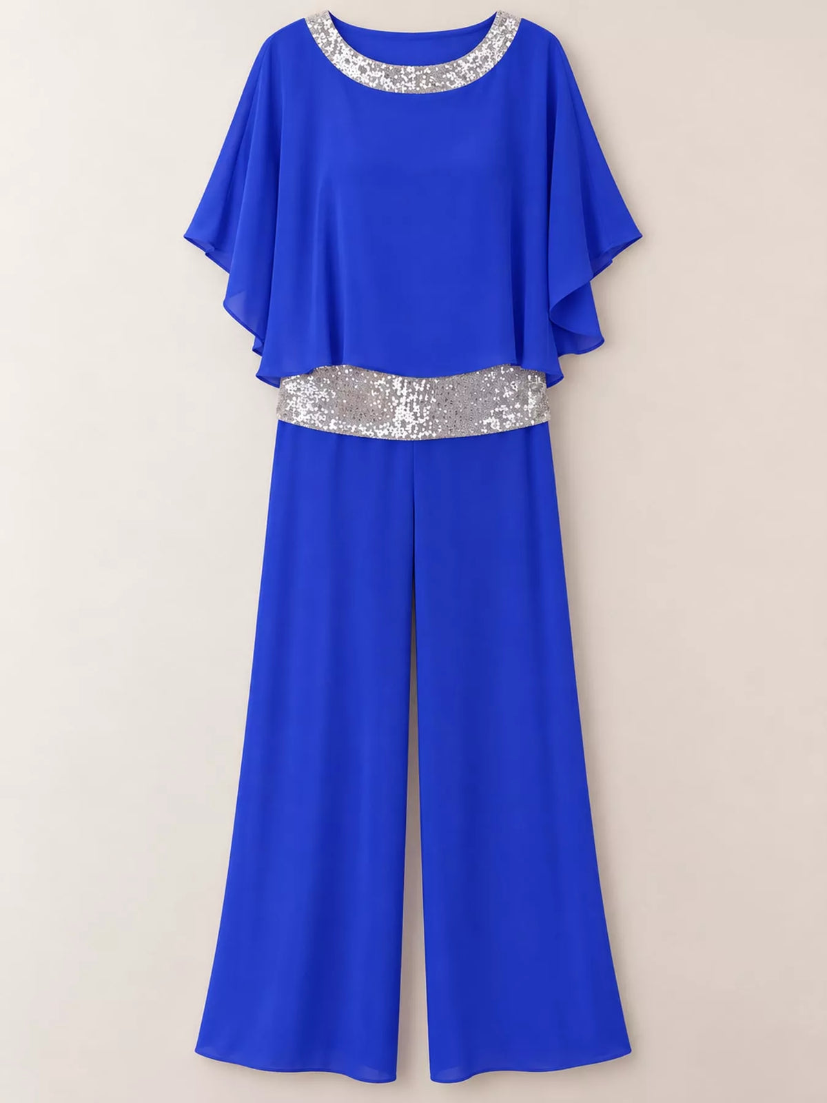 Chiffon Top and Wide-Leg Pants Set — garment front