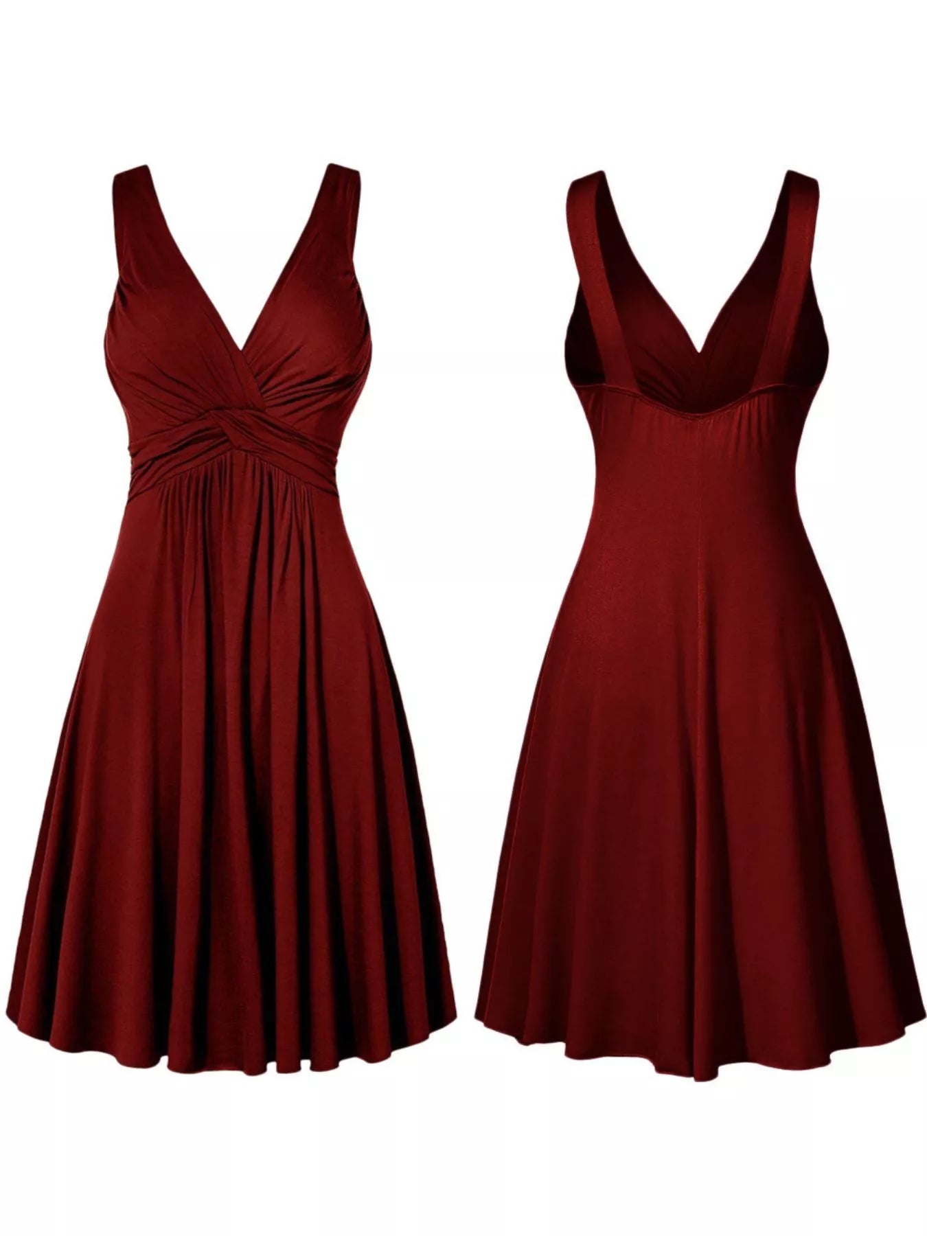 Trendsi Full Size Twisted Sleeveless Ruched Waist A-Line Dress Plus Size -