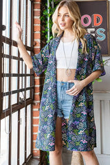 Trendsi Heimish Full Size Half Sleeve Floral Open Cardigan Plus Size - Shirts