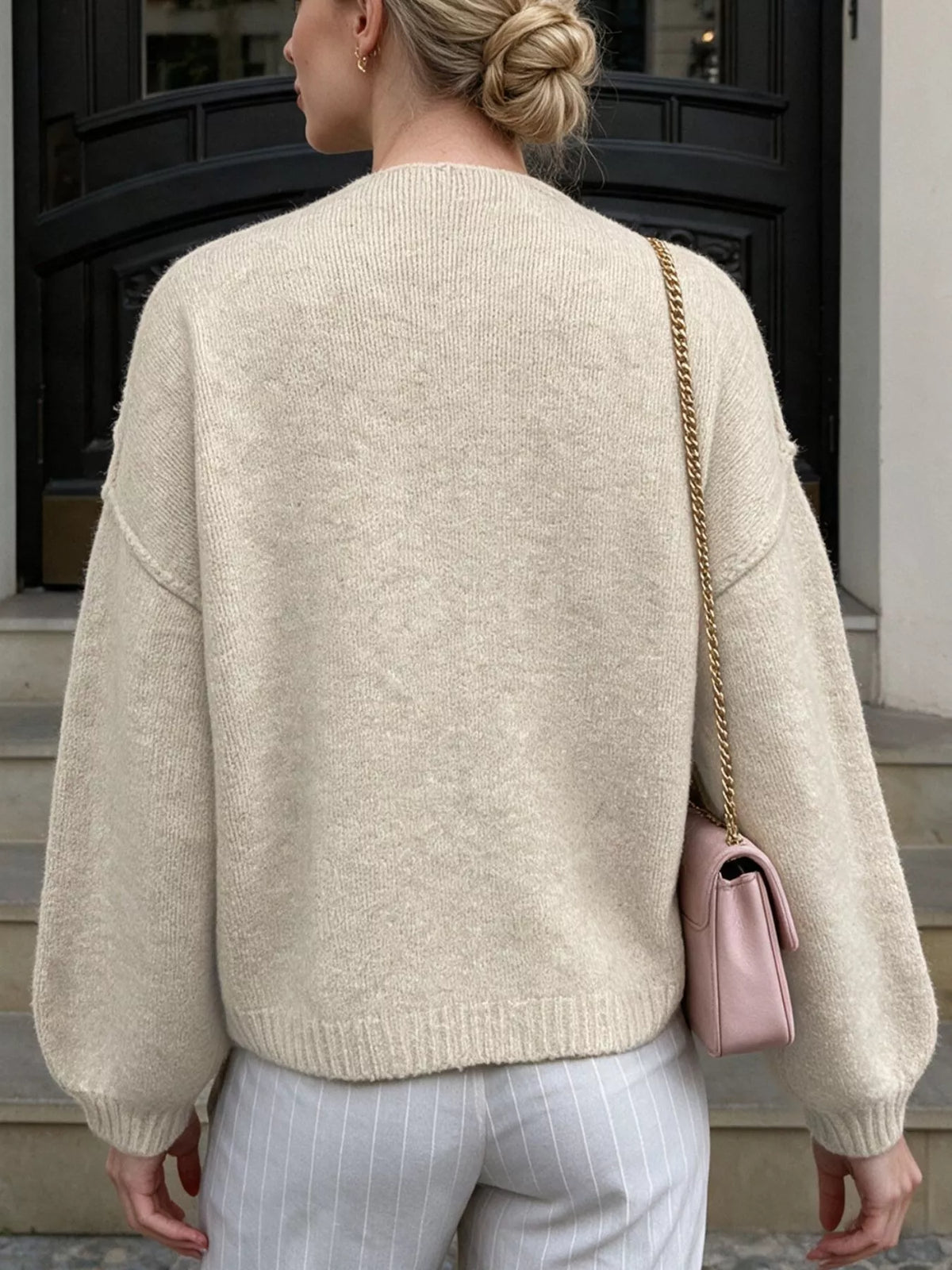 Open front dropped shoulder cardigan