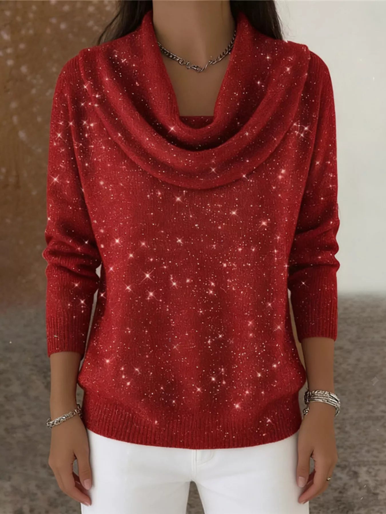 Trendsi Full Size Solid Color Cowl Neck Sweater Plus Size -