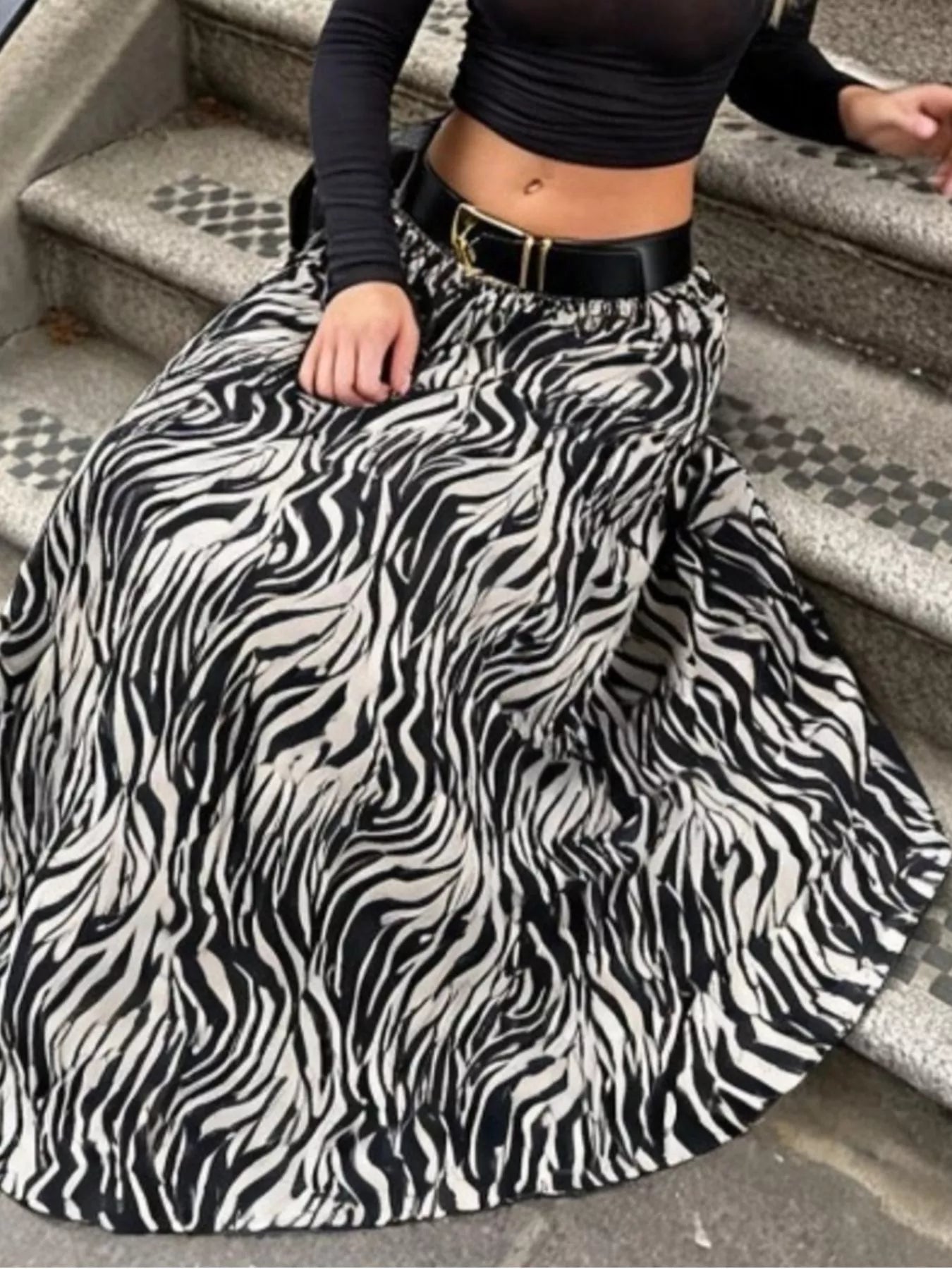 Trendsi Animal Print Maxi Skirt -