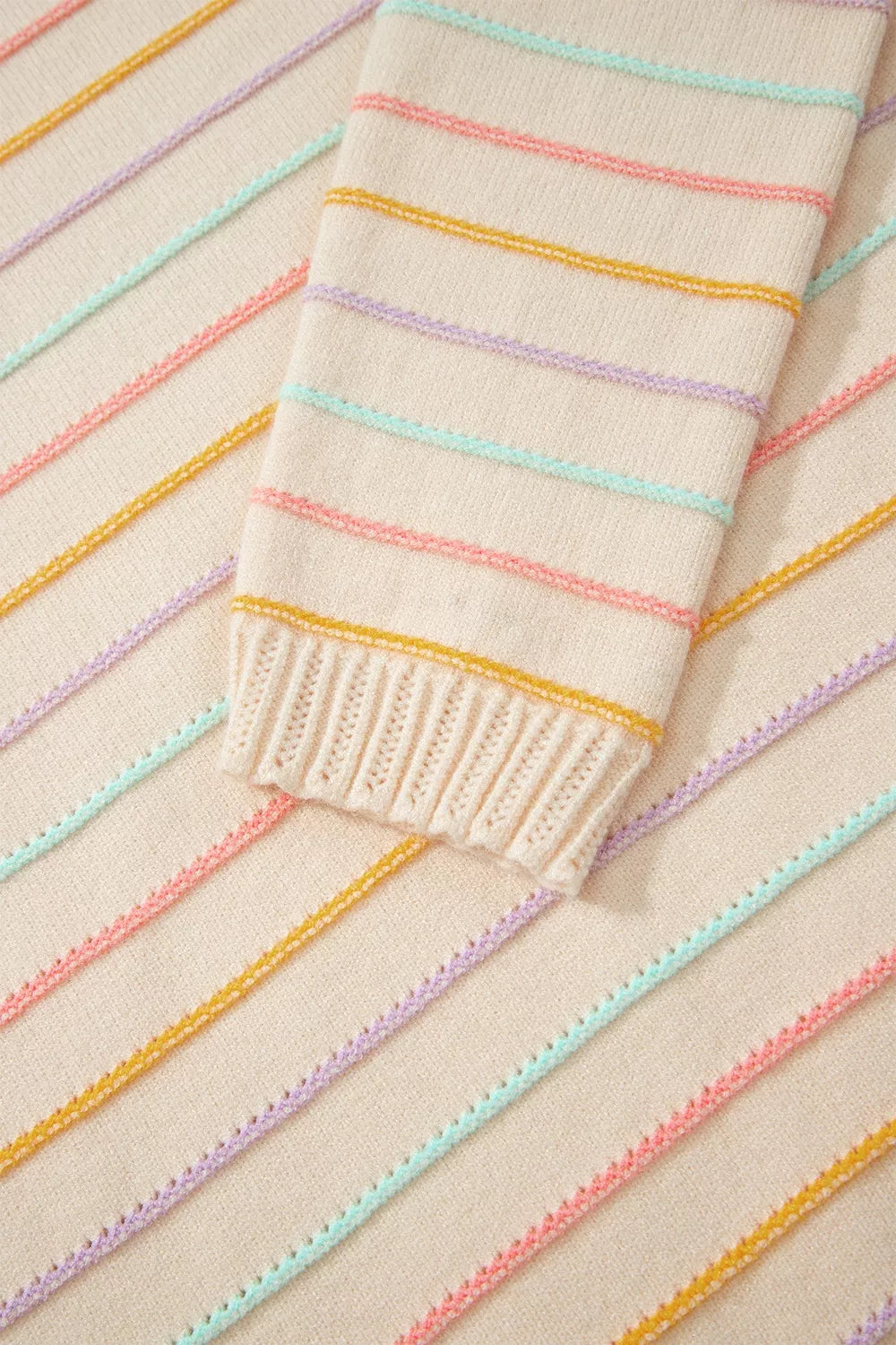 Trendsi Stripe Colorful Stripes Crew Neck Knit Sweater -