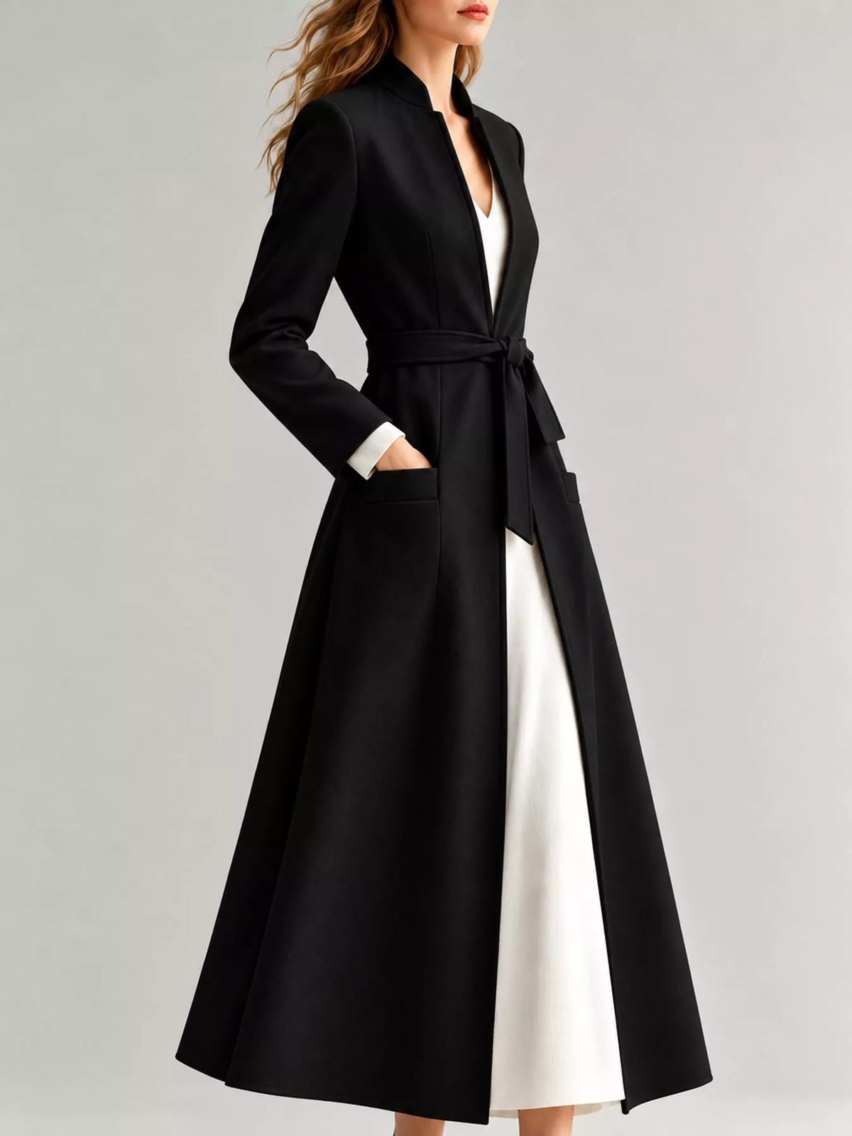Longline Belted Trench Coat — side view