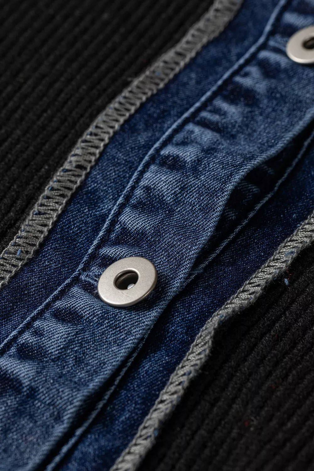 Trendsi Denim Contrast Placket Long Sleeve Cardigan -