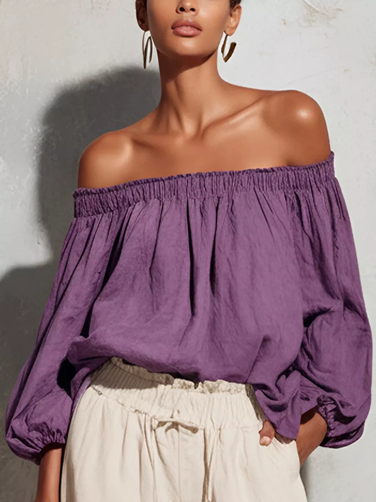 Trendsi Off-Shoulder Long Sleeve Blouse -