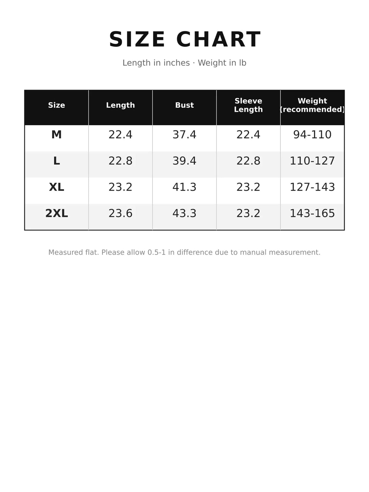 Size chart for ribbed-knit mock neck cardigan