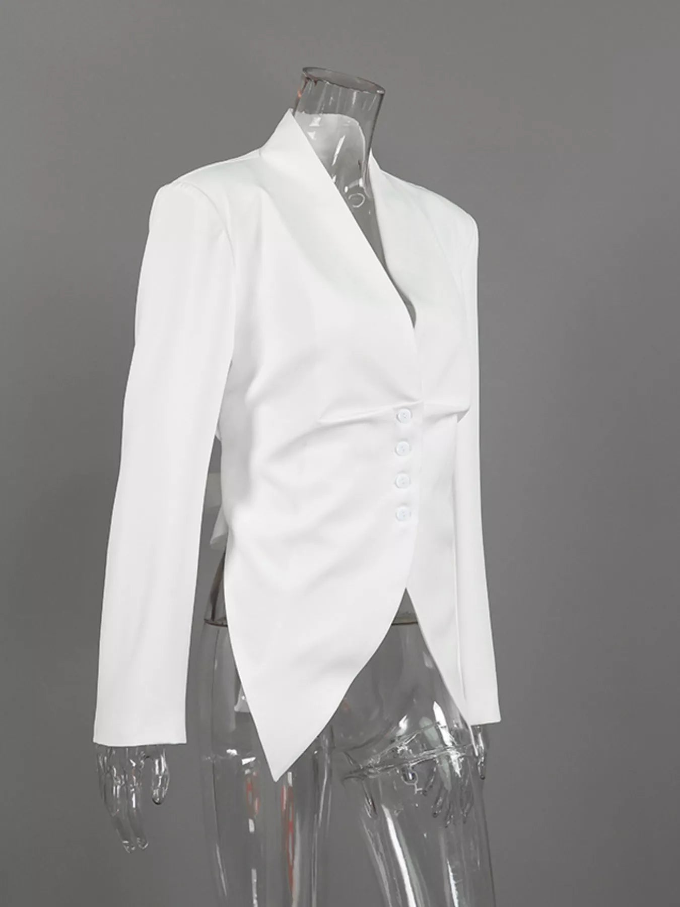 Trendsi Slim-Fit Asymmetric Hem Blazer -