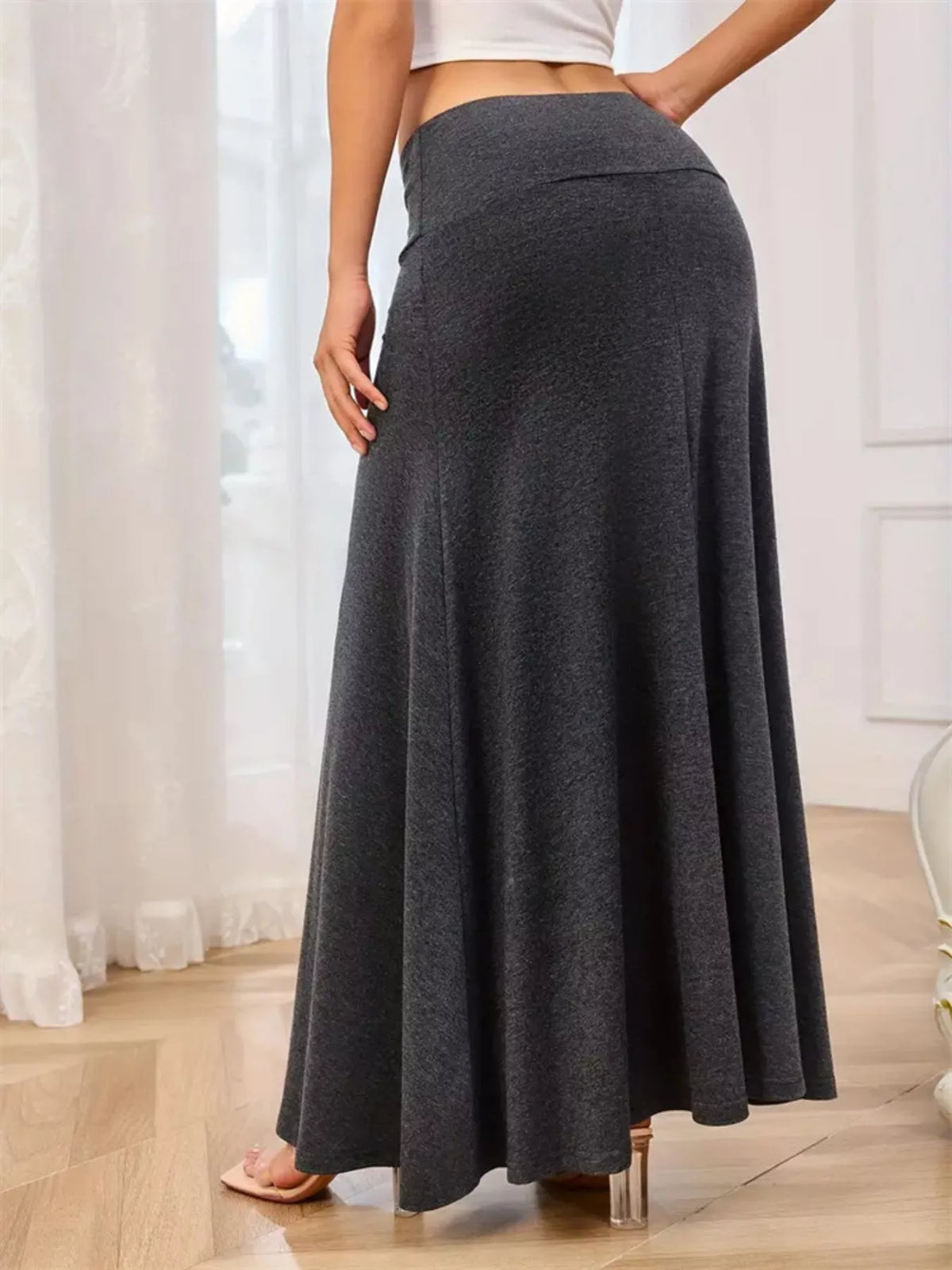 Trendsi Flowy Maxi Skirt with Wide Waistband -