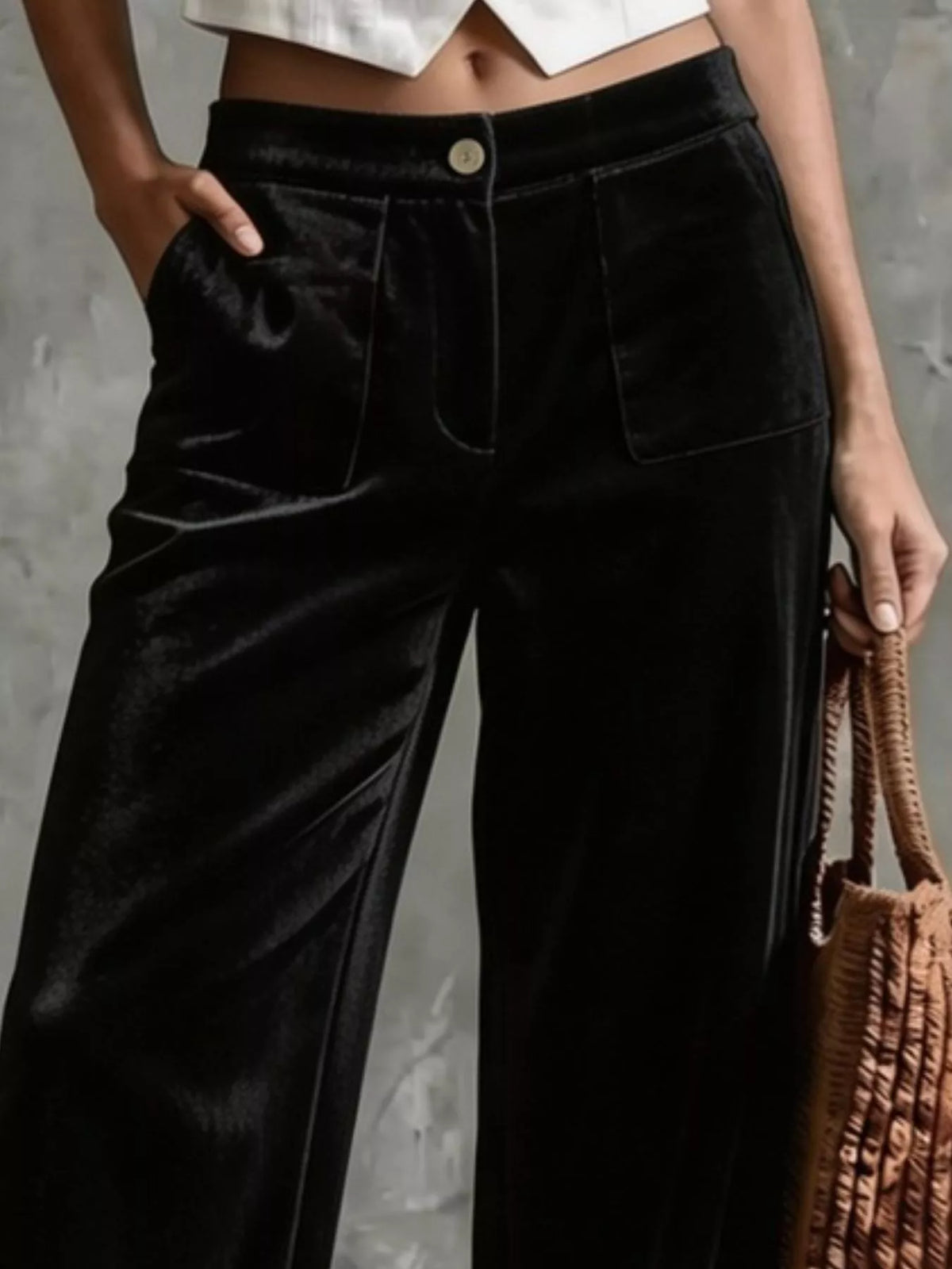 Trendsi Full Size Velvet Wide-Leg Pants Plus Size -