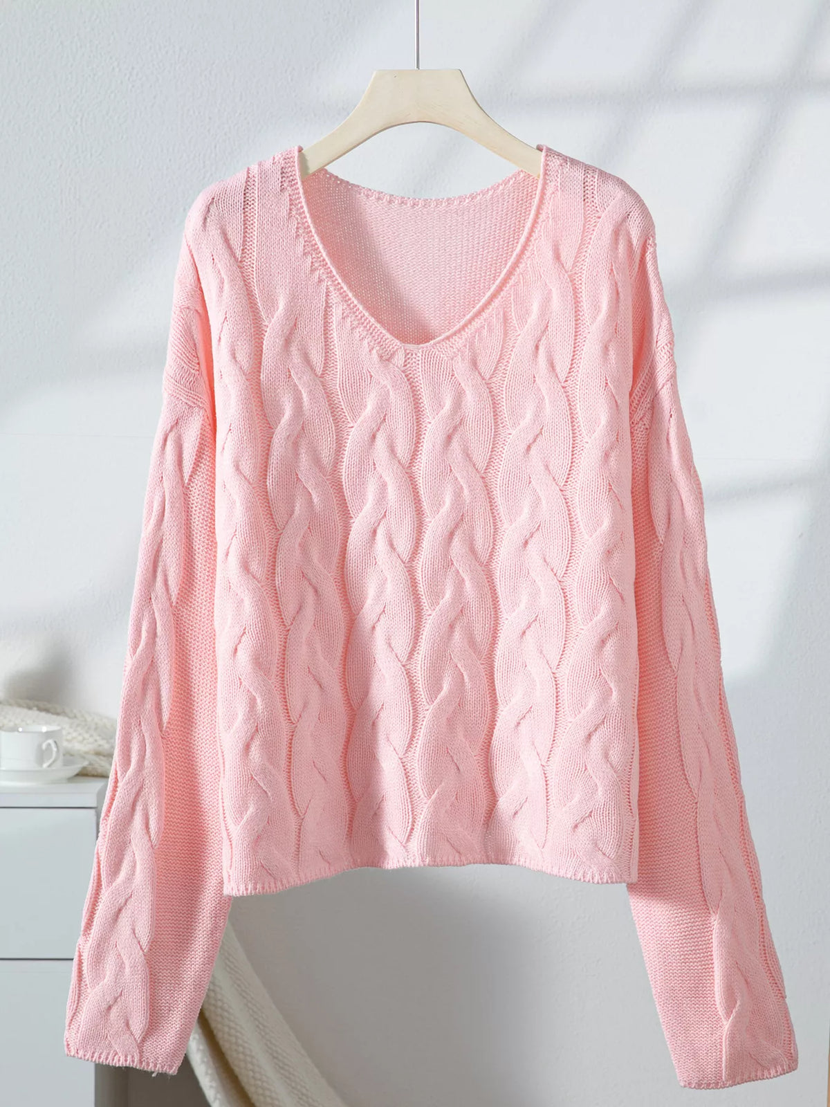 V-neck long sleeve sweater, product view