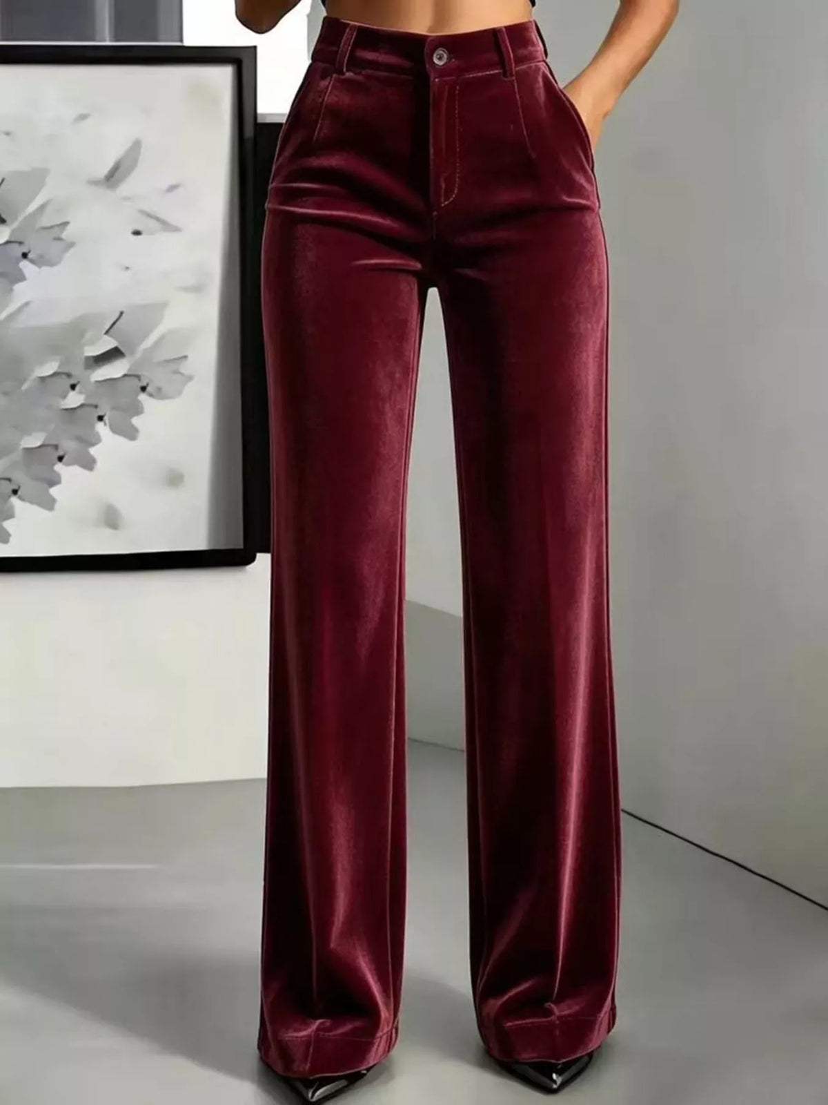 Burgundy velvet pants
