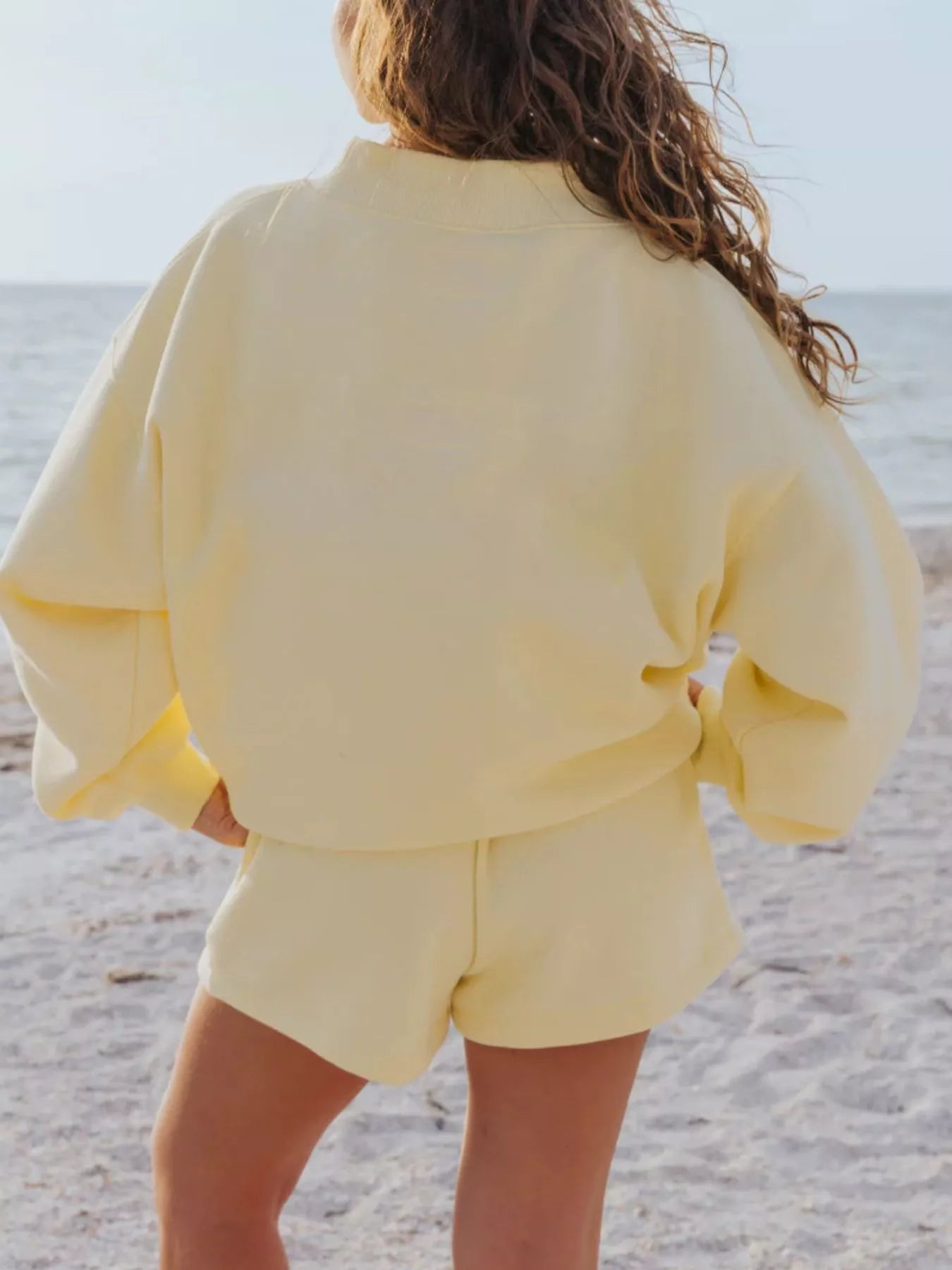 Trendsi Relaxed Fit Round Neck Sweatshirt and Shorts Set -