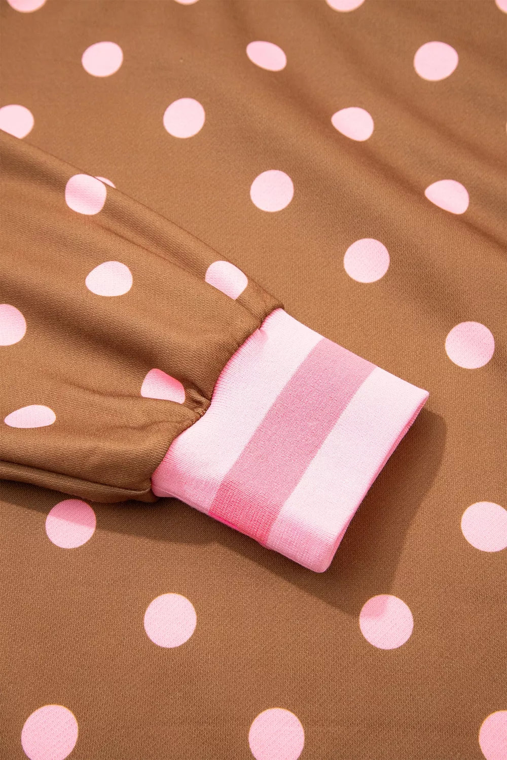 Polka Dot Colorblock Round Neck Pullover Sweatshirt — construction details