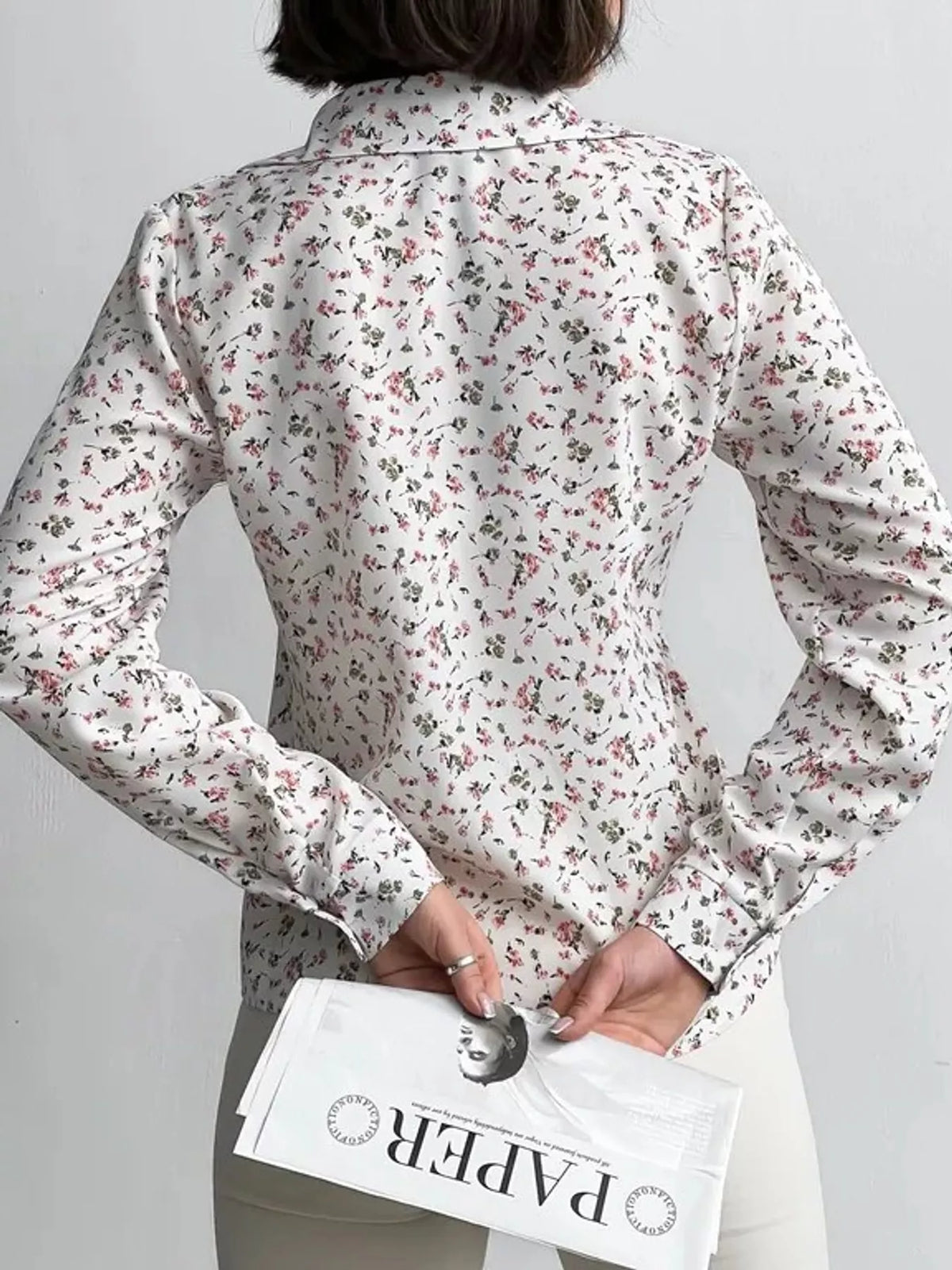 Button-up shirt, white floral back