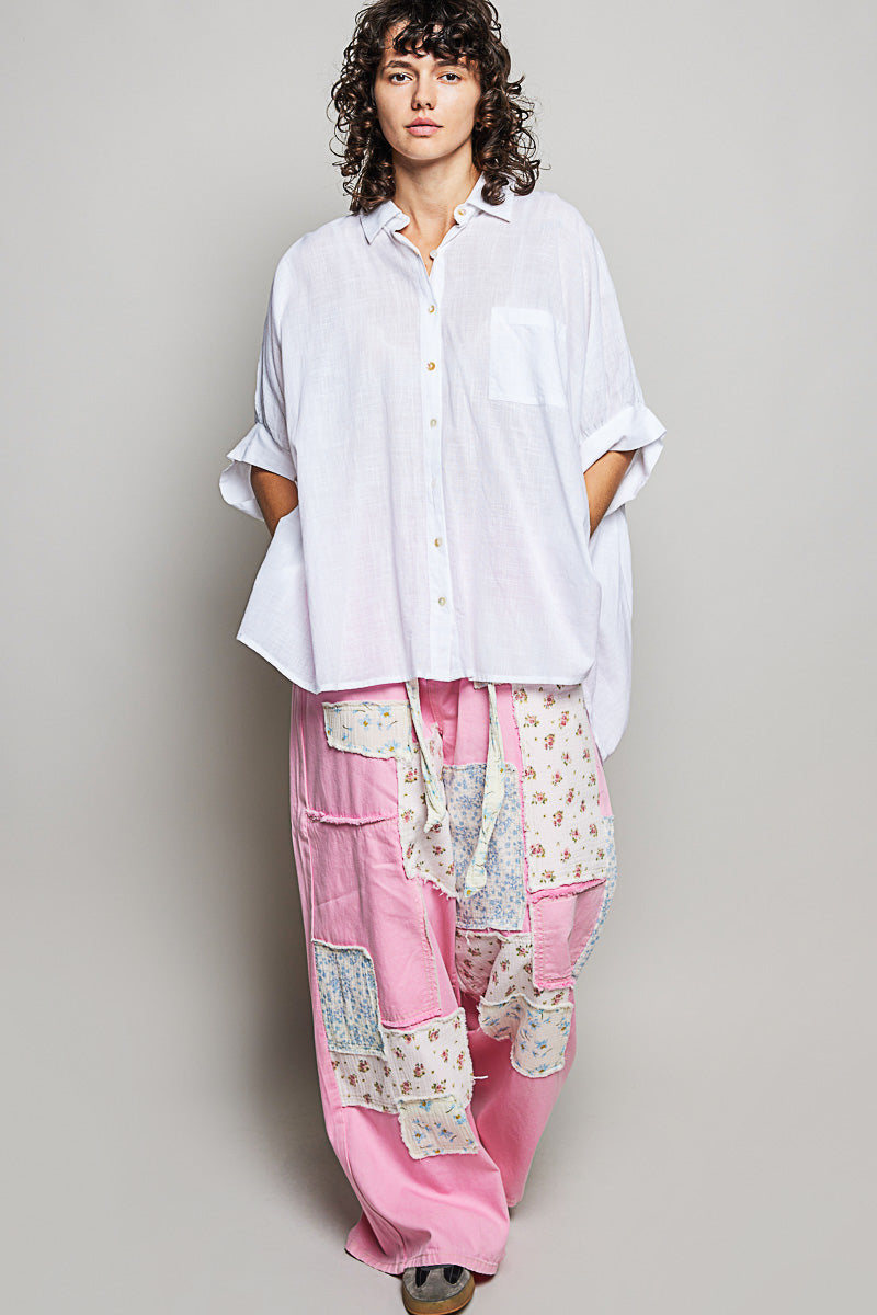 Women's 100% Cotton Button-Down Half-Dolman Sleeve Shirt — product view 5