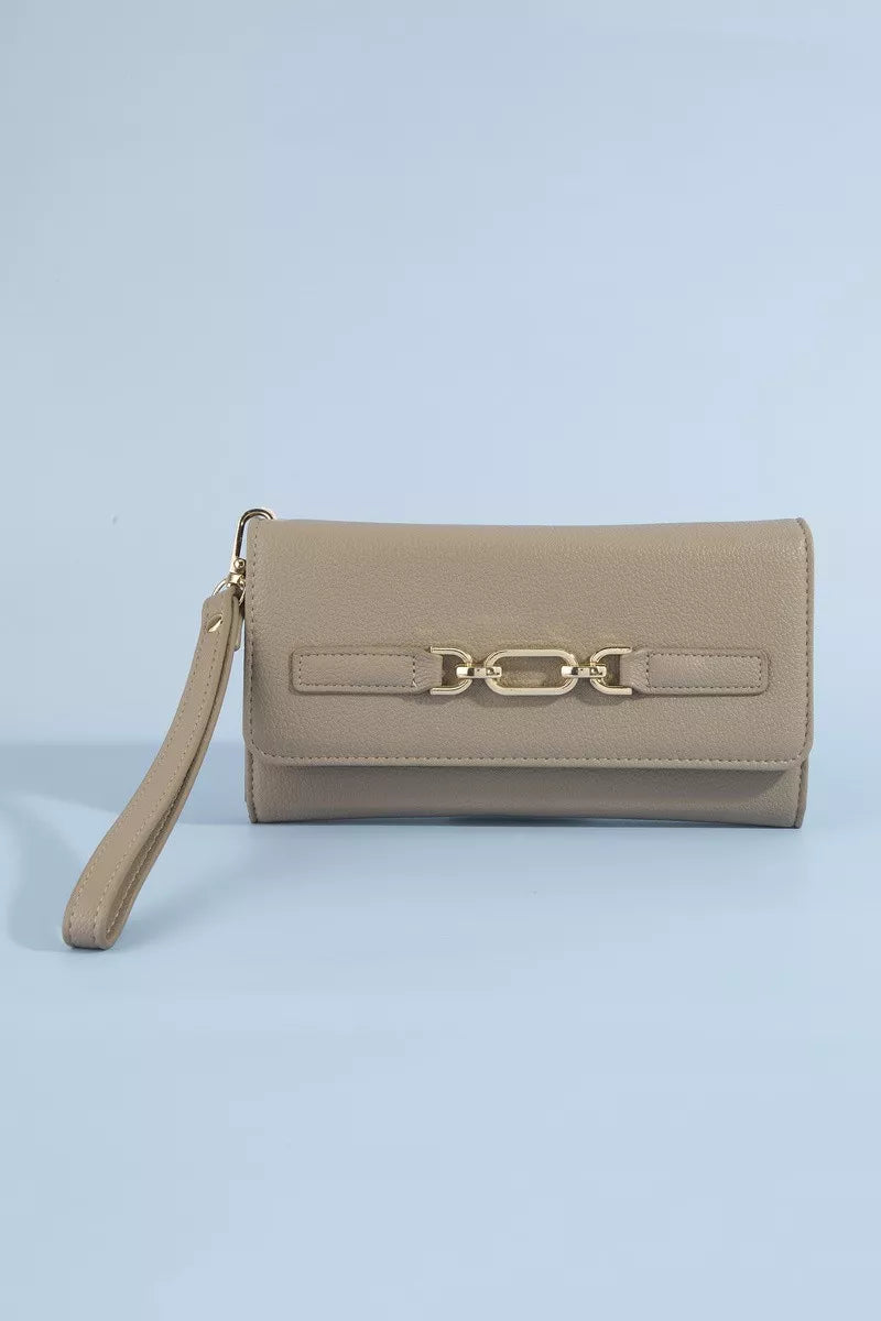 Unisex Slim Faux Leather Wristlet Wallet With Chain Detail — product view 4