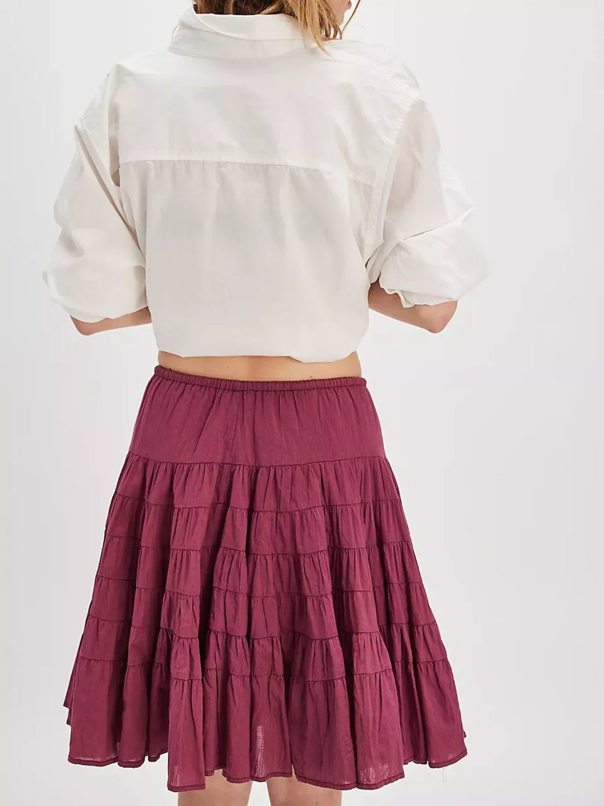 Trendsi Tiered Drawstring Mini Skirt -